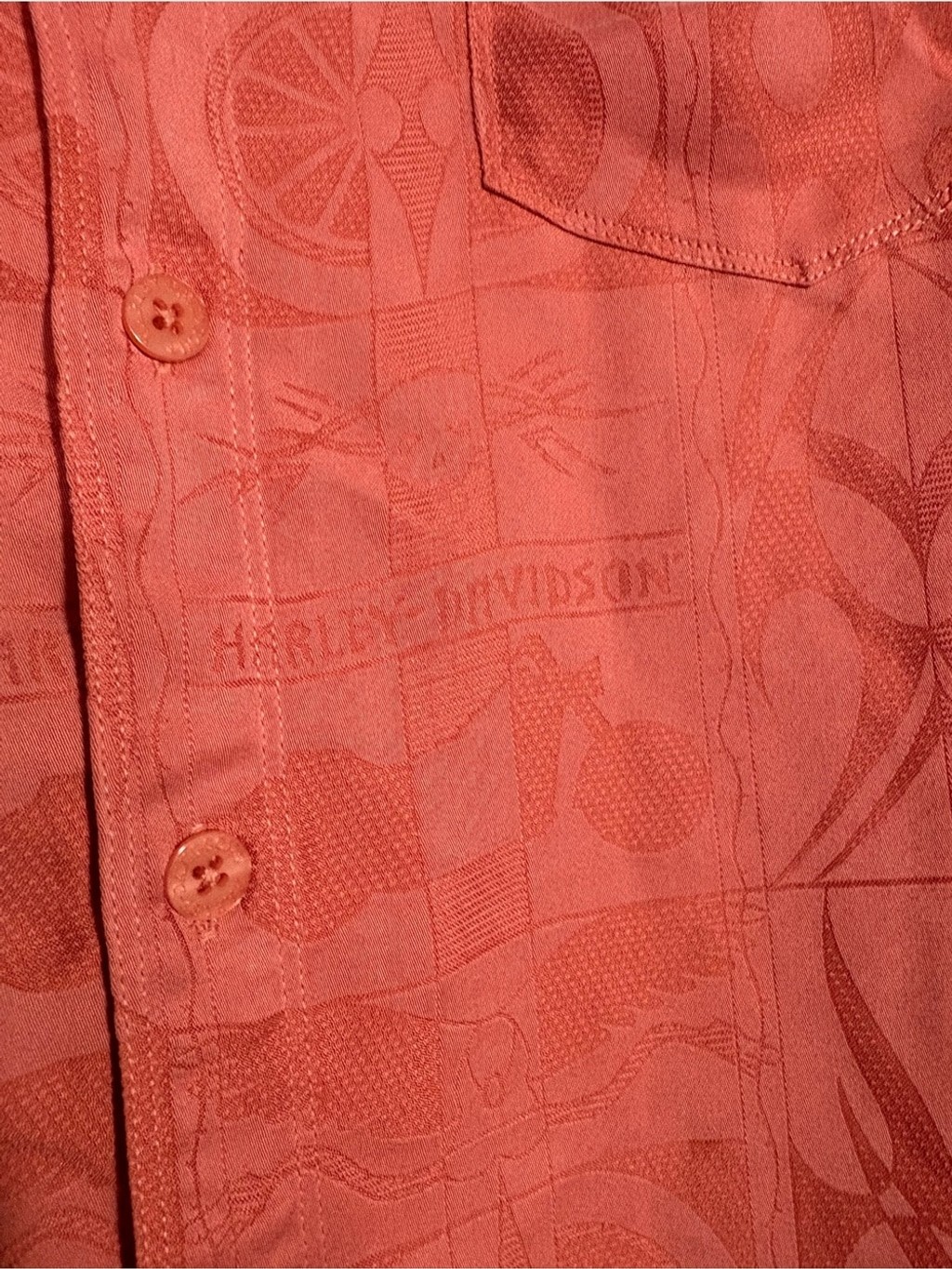 Harley Davidson jacquard button-up shirt features an all-over tonal pattern