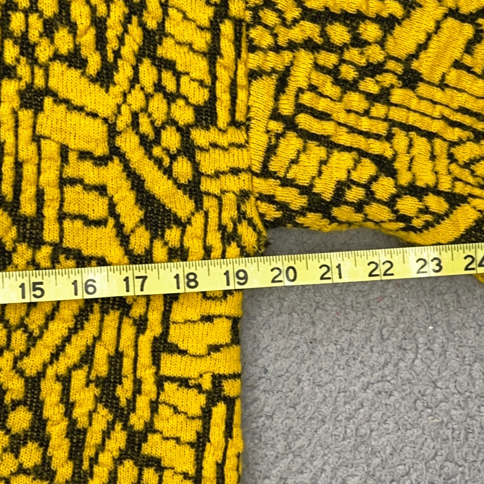 Alberoy Cardigan Sweater Womens Medium Yellow Geometric Vintage Hipster Retro