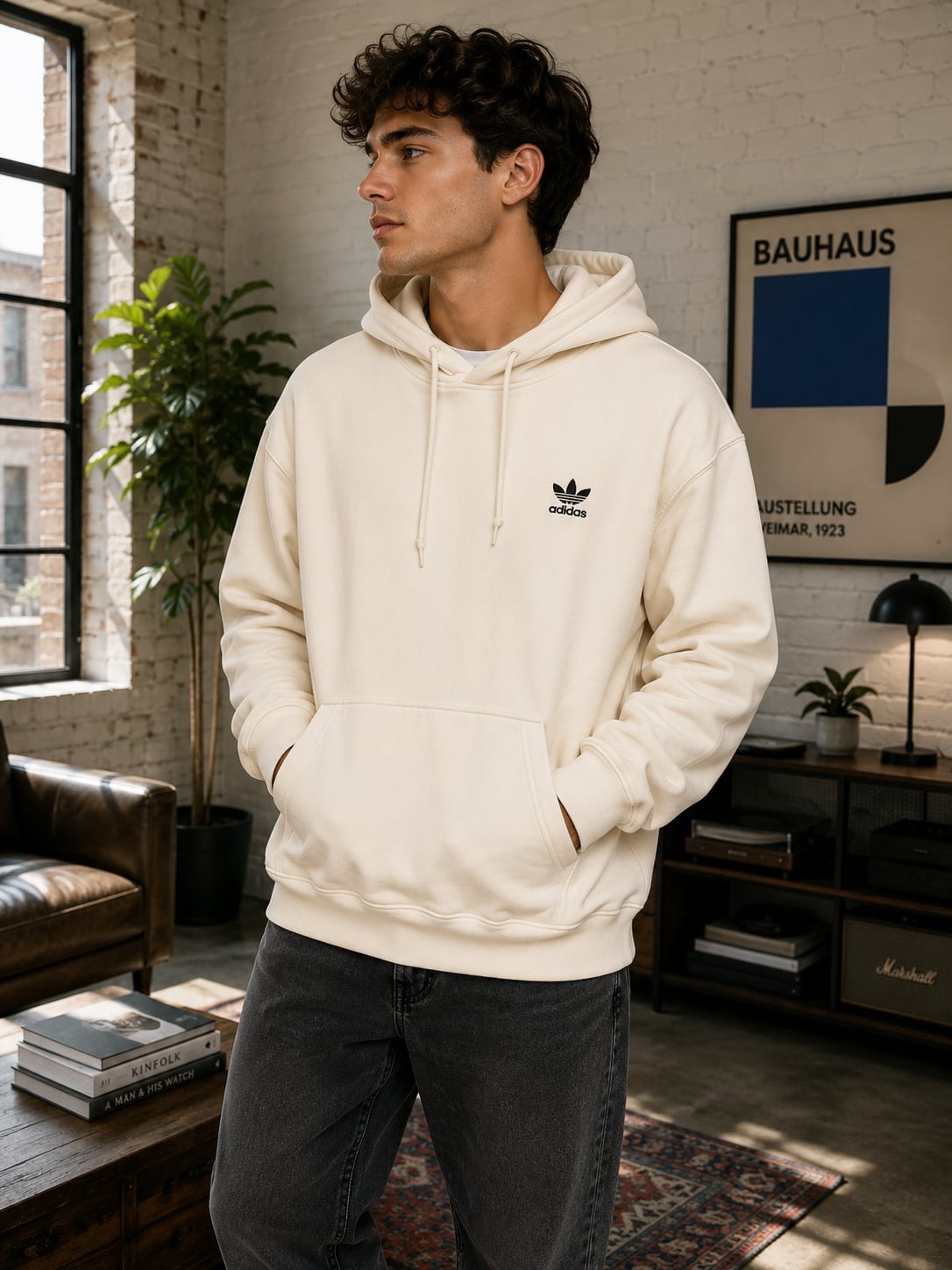 Adidas Originals Trefoil Essentials Pullover Hoodie – Cream/Wonder White