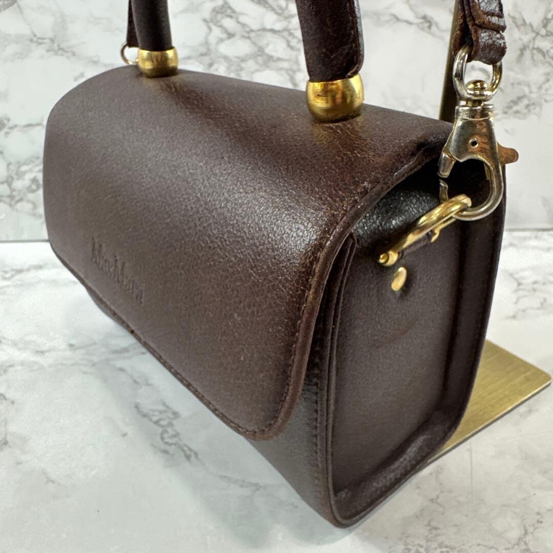 MaxMara Mini Shoulder Bag Leather Dark Brown Authentic From Japan