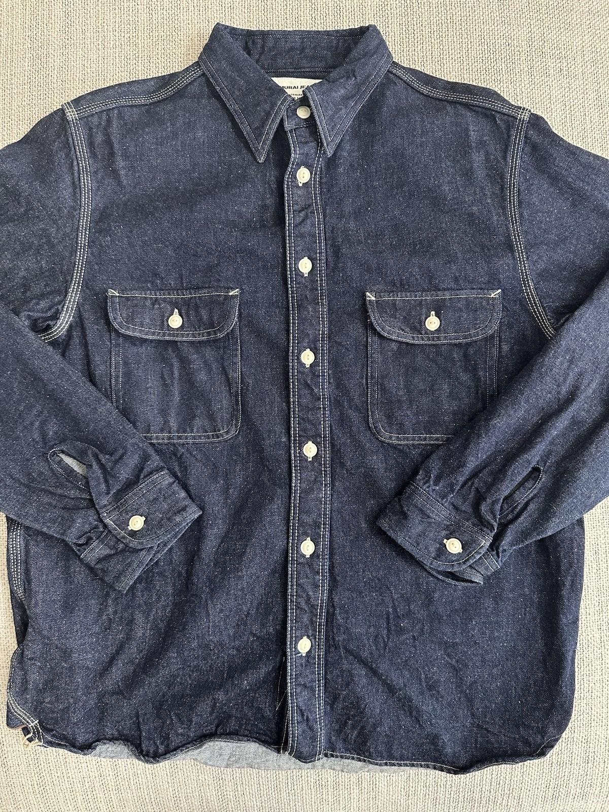 Samurai Jeans 10oz Denim Work Shirt- Indigo Size L