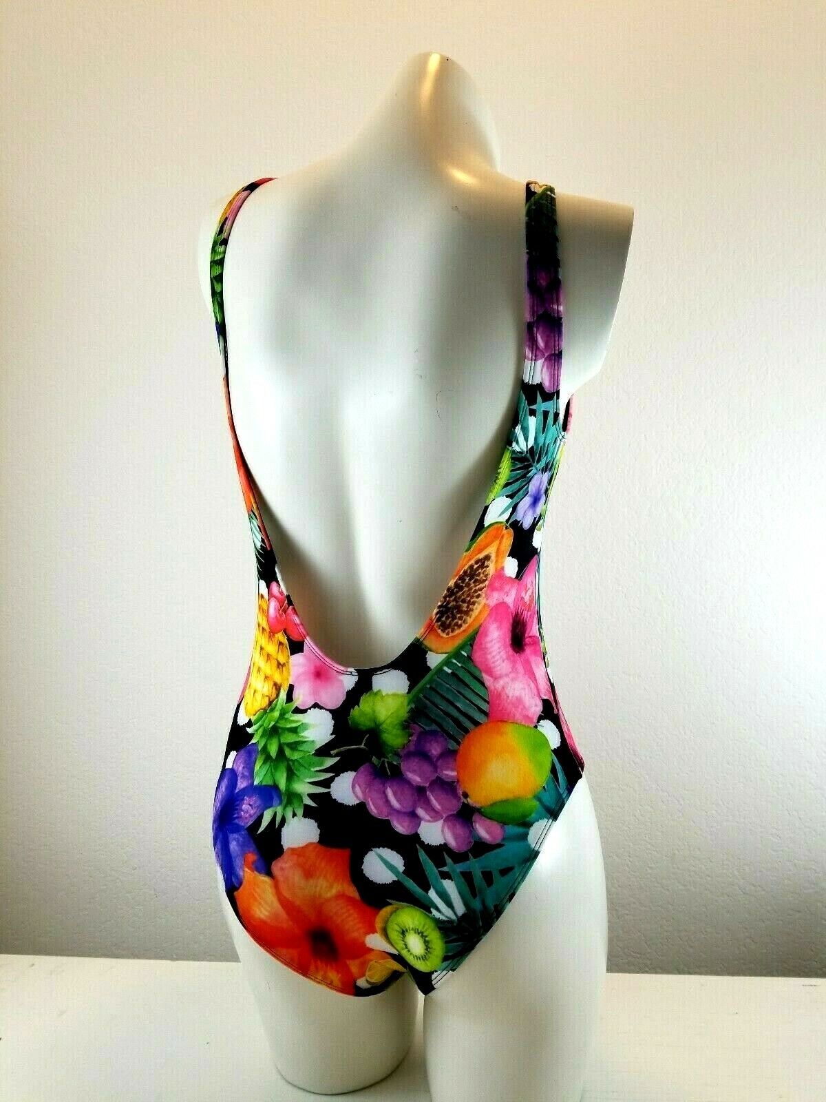 Forever 21 One Piece Swimsuit Womens Large Tropical Multicolor Open Back