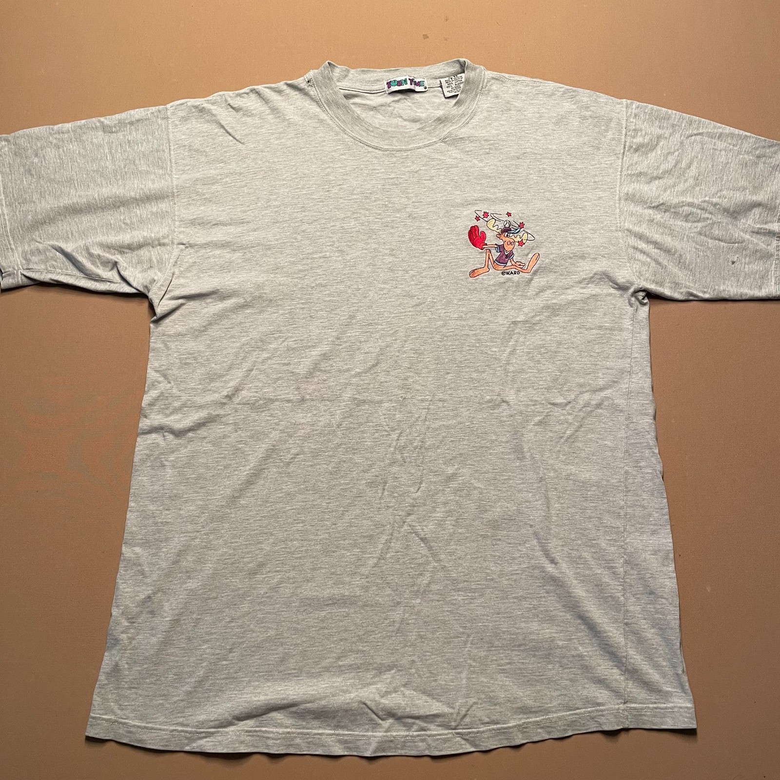 Vintage Bullwinkle Baseball Mens XL Shirt Gray Toon Time Cartoon T-Shirt – Fair