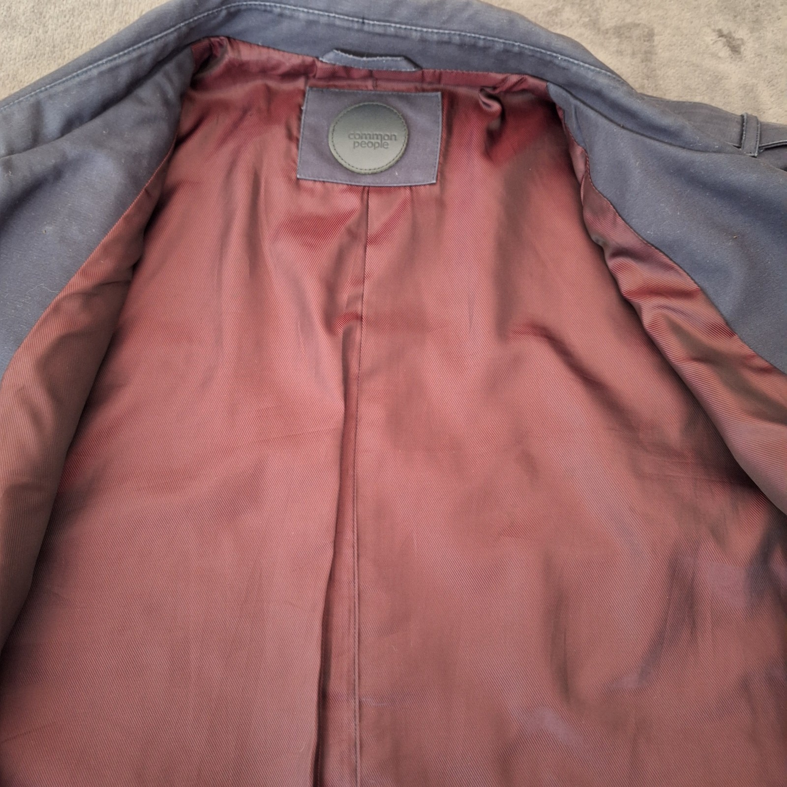 Common People Double Breasted Trench Coat 2XL Chest 48″ Navy Men’s Full Button F