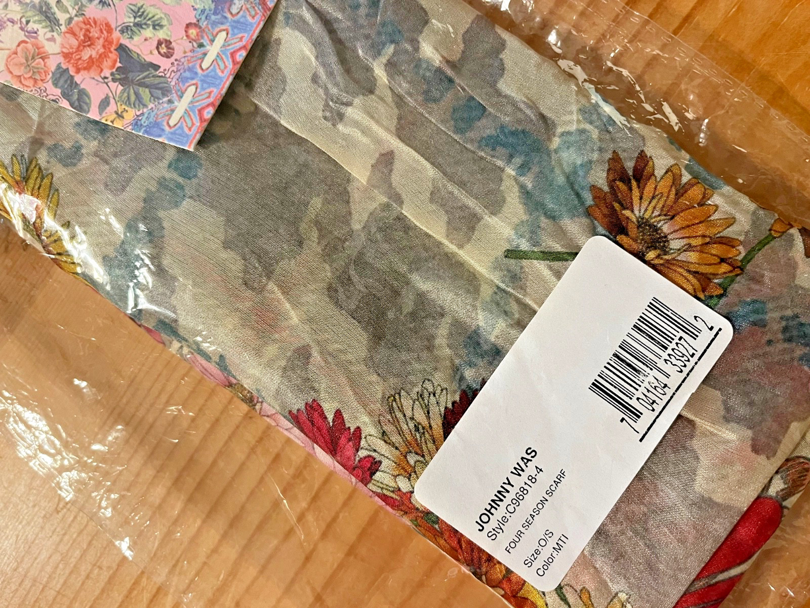 Johnny Was Silk Scarf with Tassels FOUR SEASONS New w Tags Floral Houndstooth