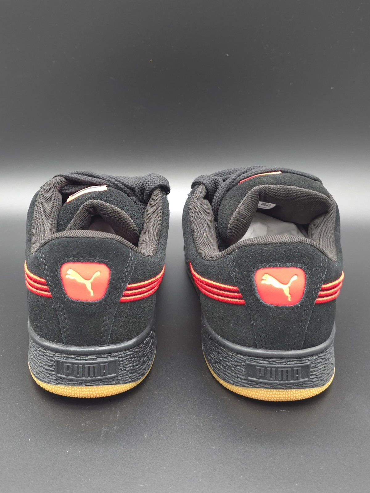 NEW Puma Suede XL Black Red Gum Skate Sneakers Size 8.5 M in Box w/ Extra Laces