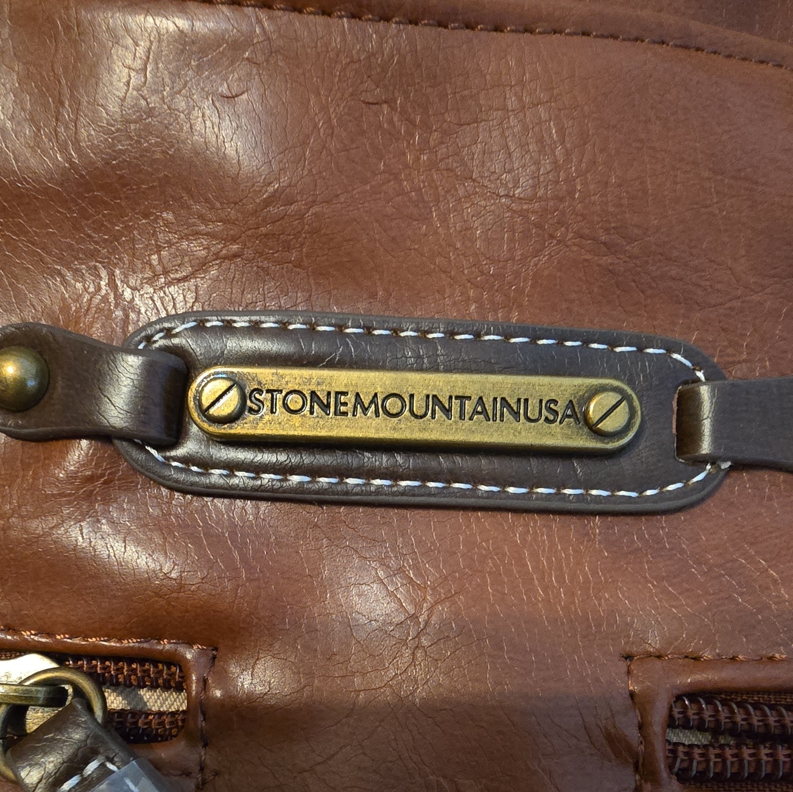 Stone Mountain USA Two-Tone Brown Leather Shoulder Tote Bag Purse NWT