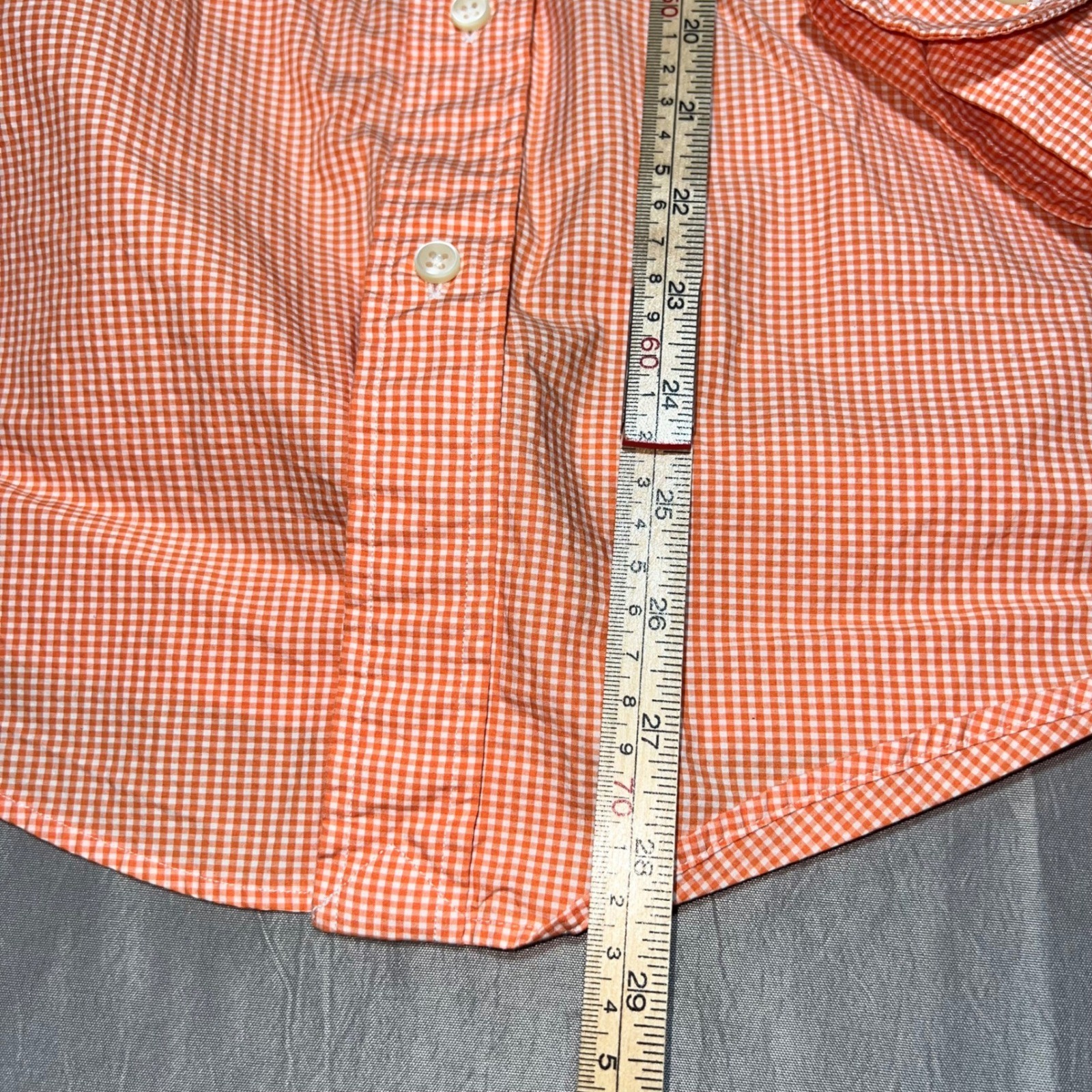 Ralph Lauren Mens Gingham Button Down Shirt Orange White Cotton Small RN41381