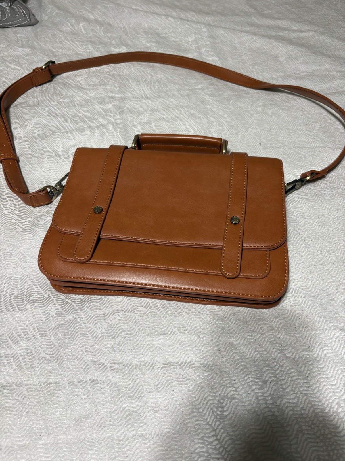 ECOSUSI Brown FAUX Leather messenger bag