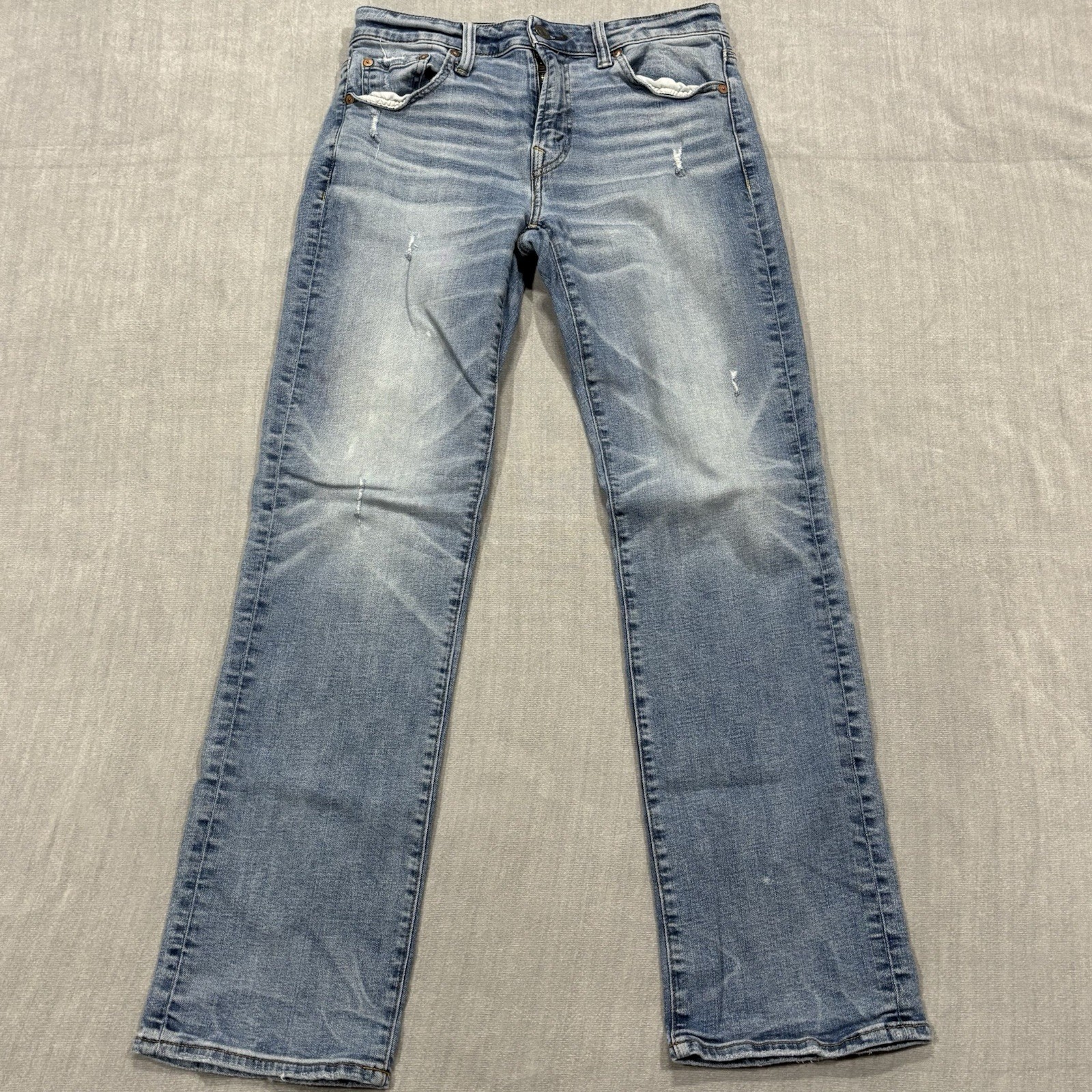 American Eagle Air Flex Original Boot Jeans Mens 30×31 Blue Distressed Denim