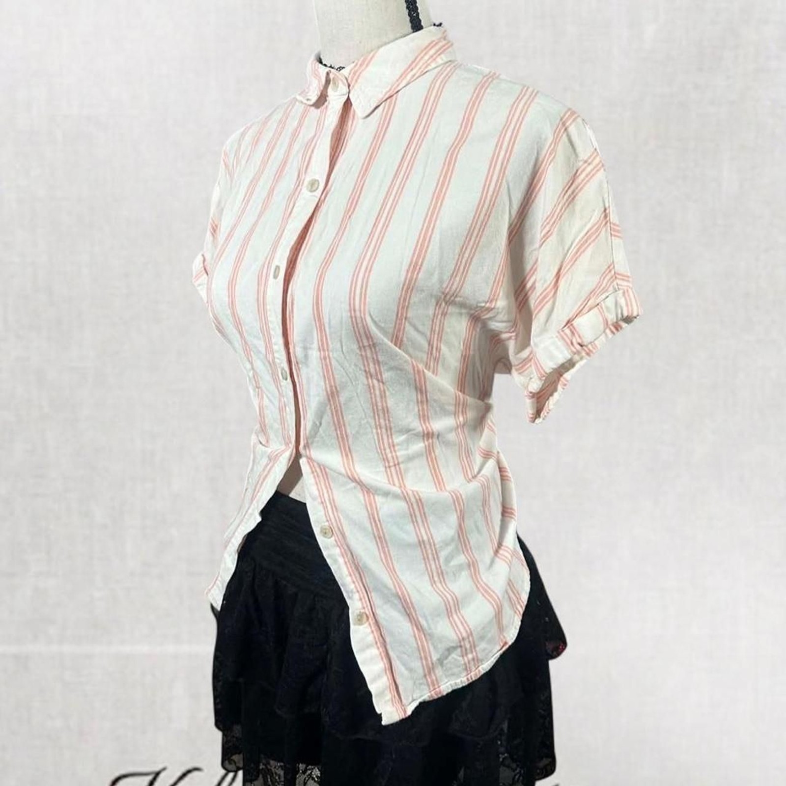 Universal Thread Babydoll Coquette Pinstripe Button Up Top