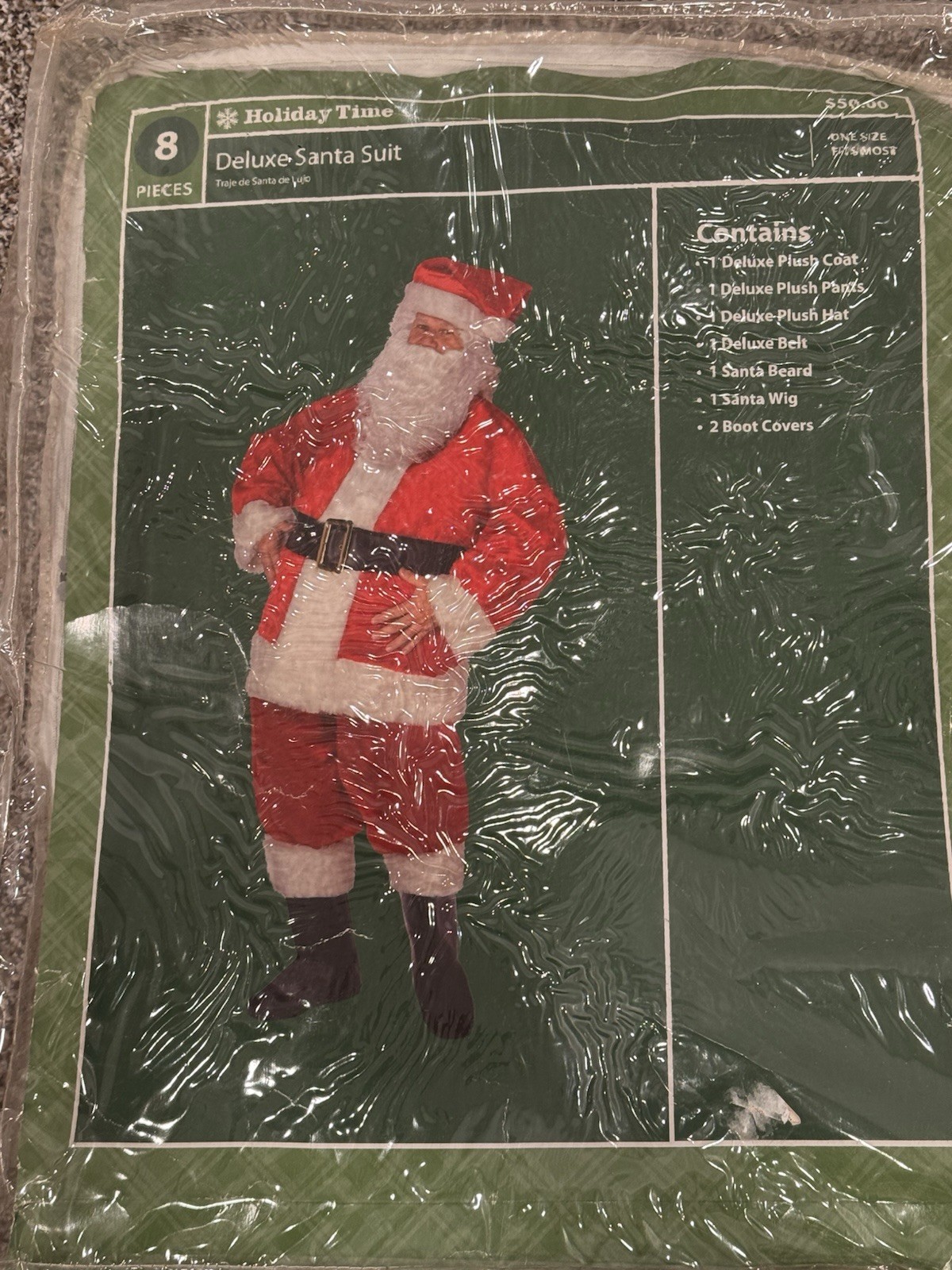 Holiday Time 7-Piece Santa Suit, One Size Fits Most Missing Santa Hat