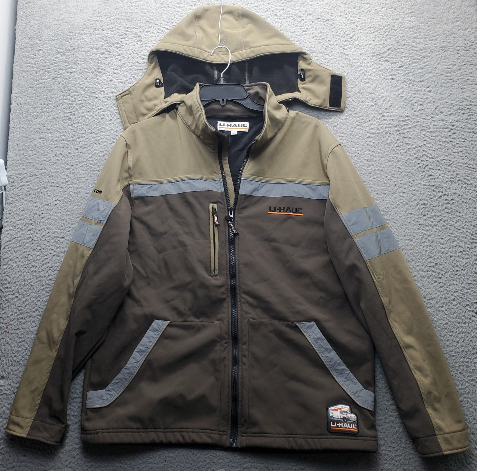 U-Haul Employee Jacket Mens 2XL Multi Fleece Lined Detachable Hood Logo Full Zip