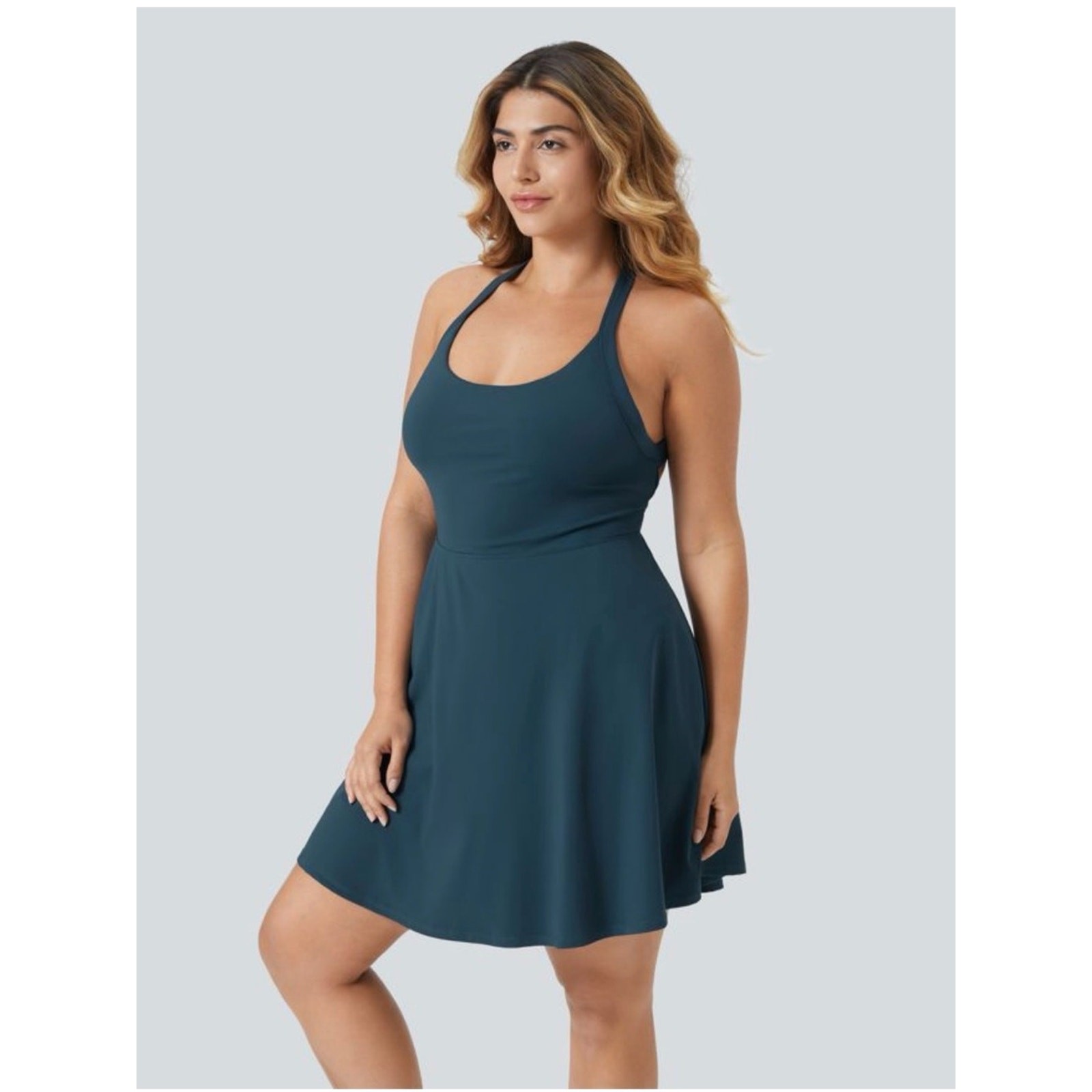 Halara Cut Out Pocket 2-in-1 Exercise Plus Size Dress-Easy Peezy size 3x Blue