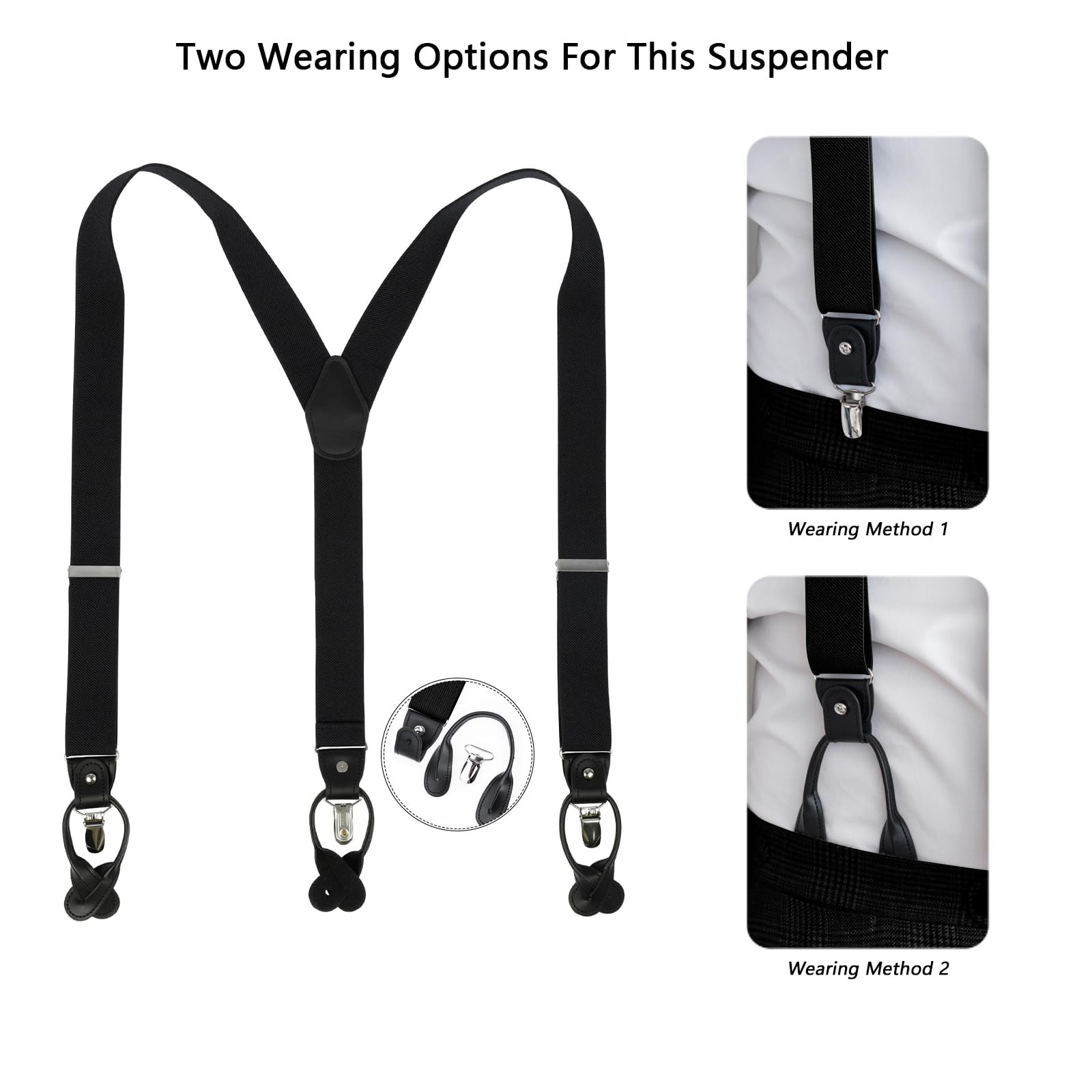 Men Suspenders Adjustable,1.4 Inch Wide Heavy Duty Y-Back Elastic Tuxedo Elas…