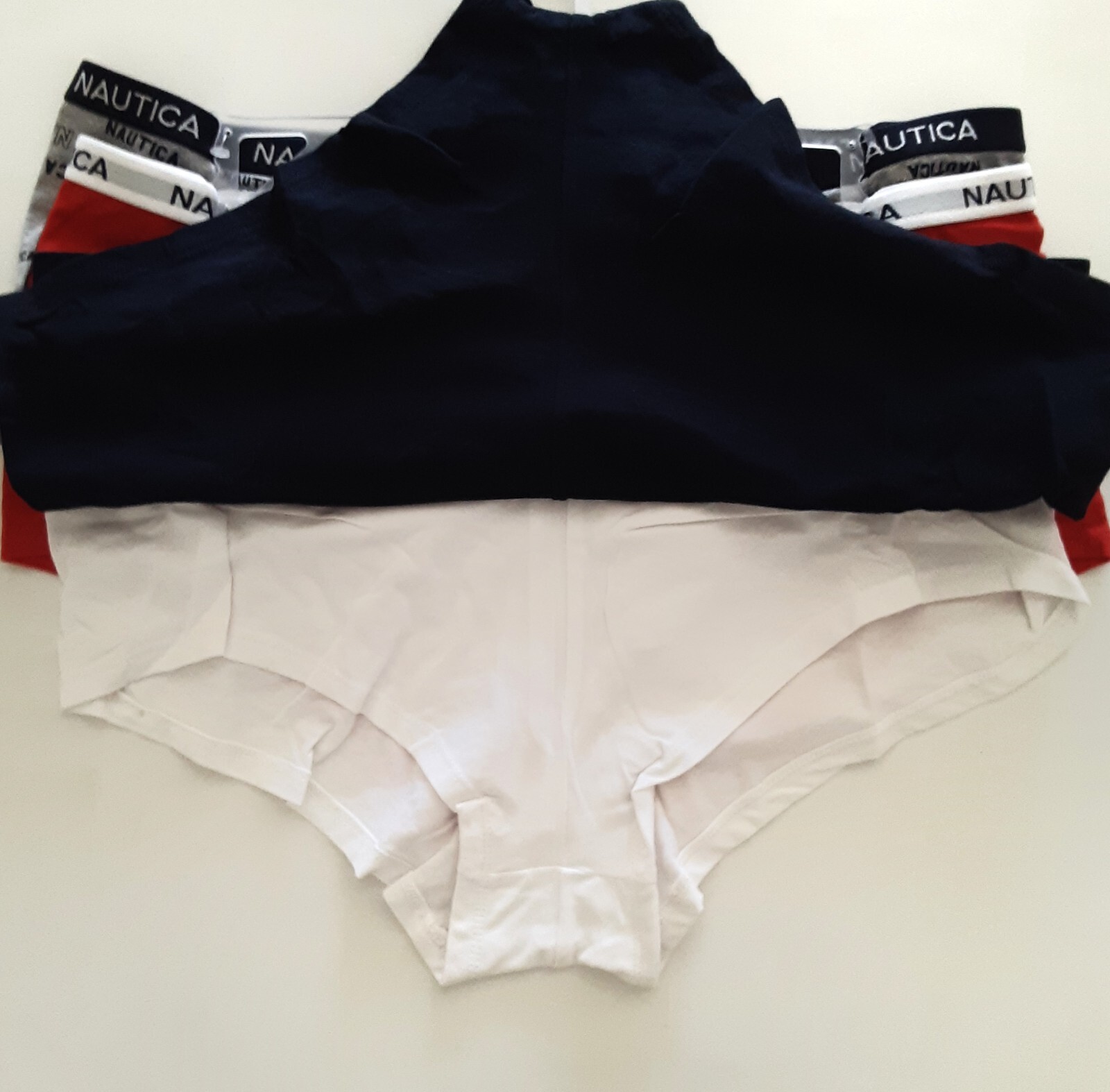 Nautica Womens Plus Size 2X Boyshorts Logo Assorted Cotton Blend Panties 4pk