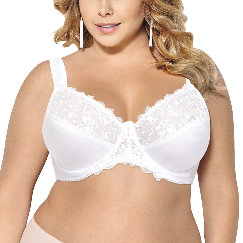 32-54C-J Plus Size Bra Full Coverage Underwire Wide Strap Soft Cup Support Panel
