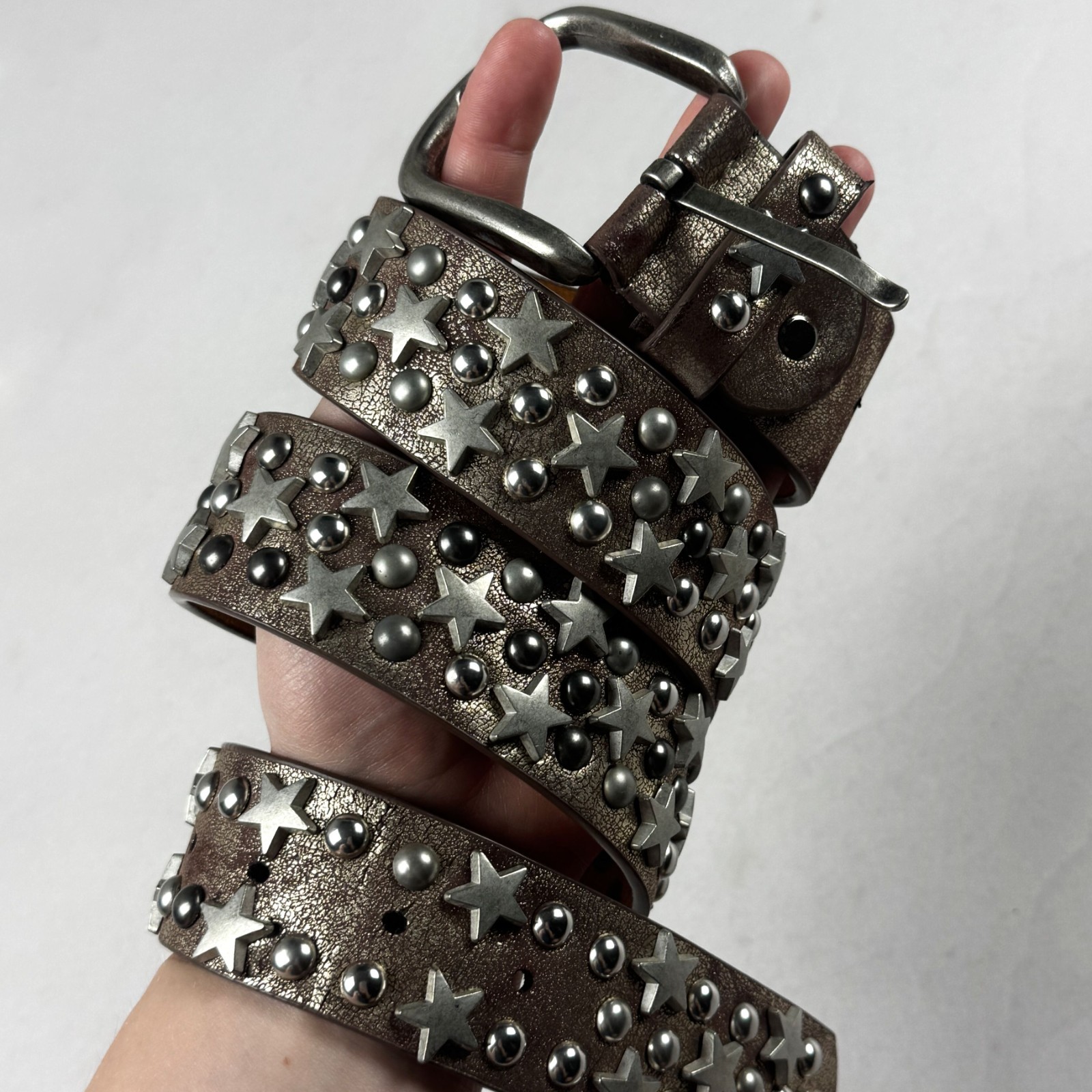 Y2K Genuine Leather Studded Star Belt Punk Rock Y2K Gothic Biker Unisex Vintage