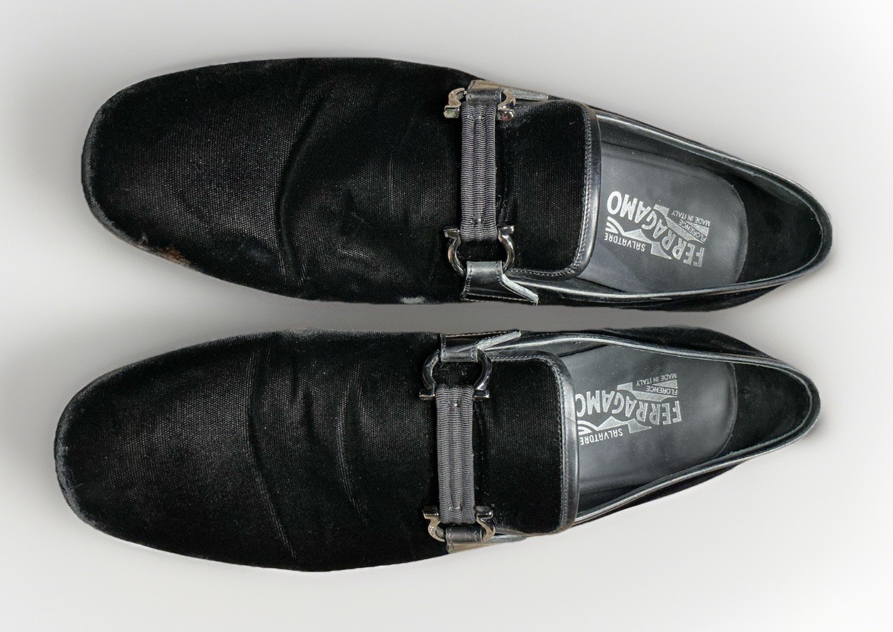Salvatore Ferragamo Florence Beaded Velvet Slip-On Men’s Dress Loafers Black 11D