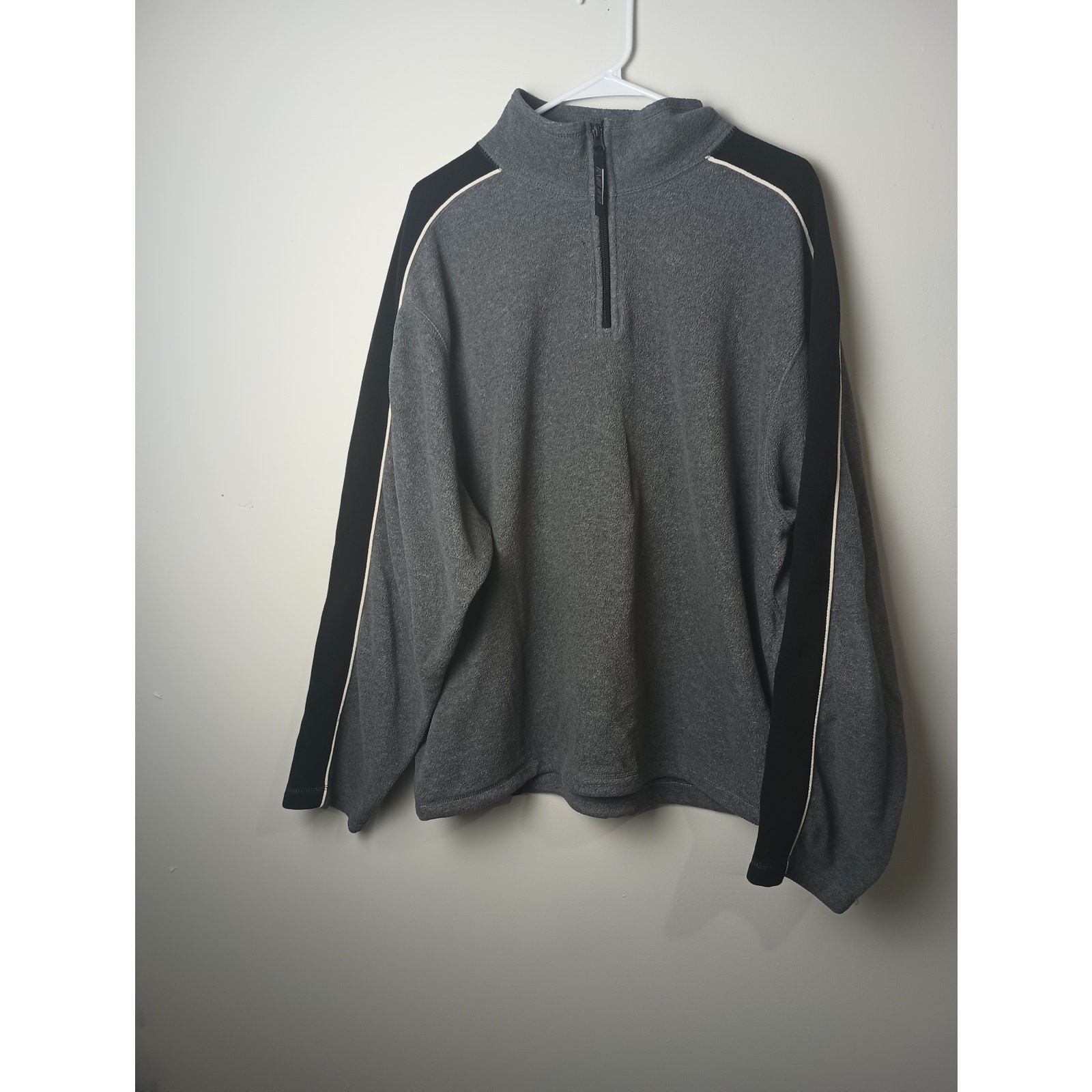 Vintage Y2K Old Navy Half Zip Fleece Men’s Sweatshirt XXL Gray Black White Punk
