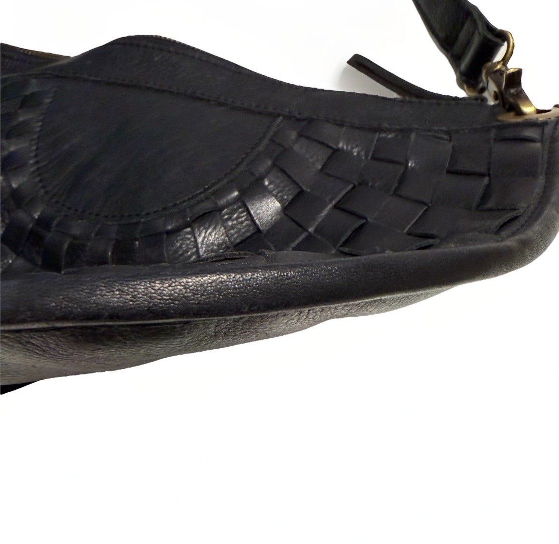 Black Moon Bag Woven Leather Handbag Cut N’ Paste Los Angeles