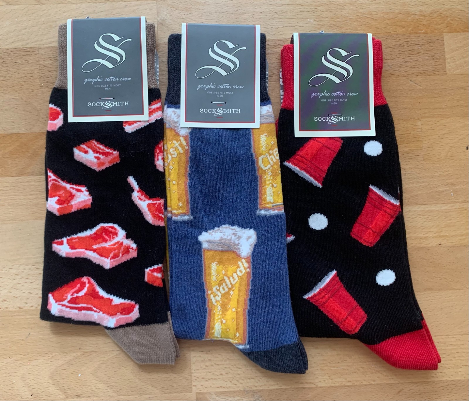 Fun Steak and Beer Socks for Men-3 Pairs of Novelty Socks for Men