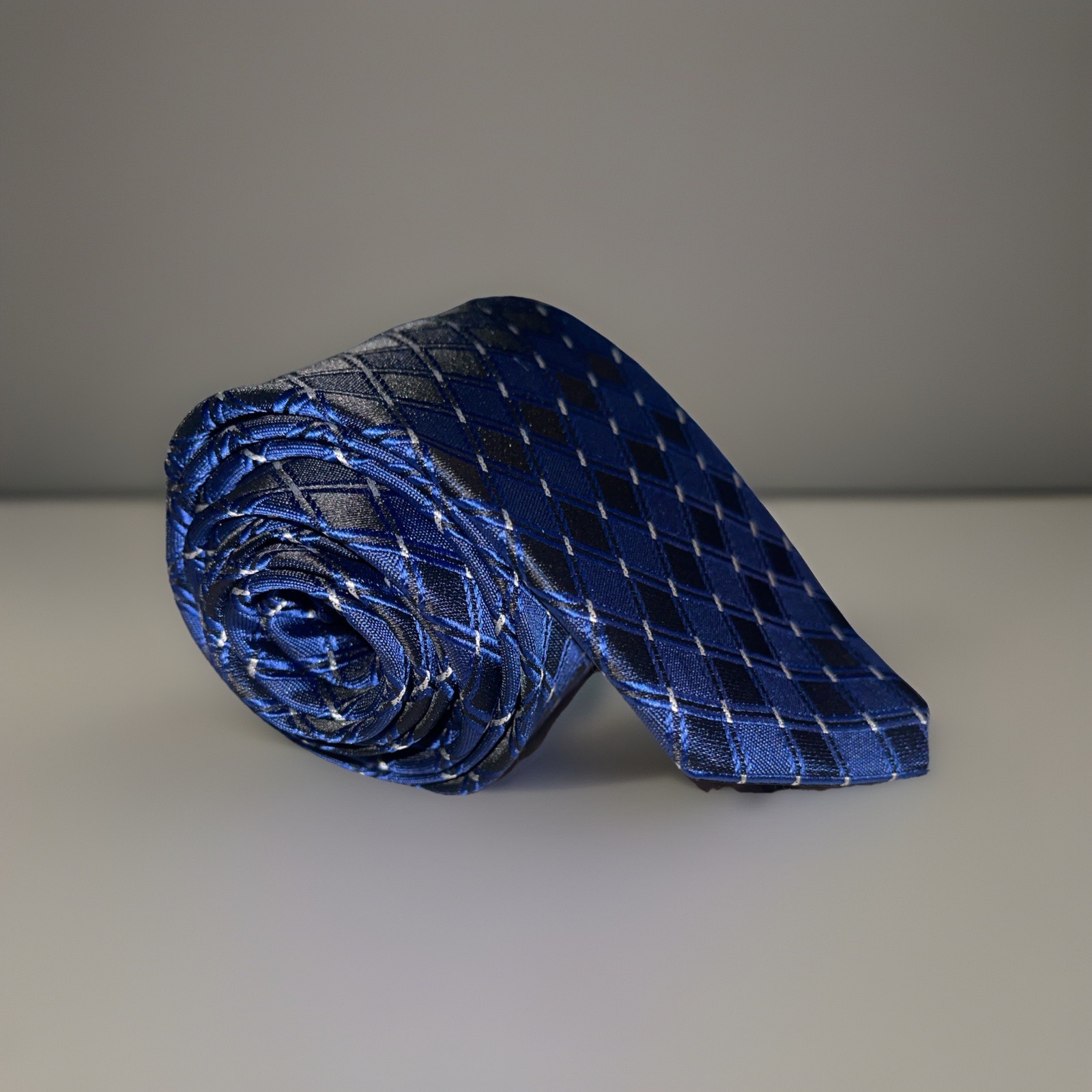 WeiShang Blue Plaid Necktie Handmade 100% Silk Classic Check Pattern Men’s Tie