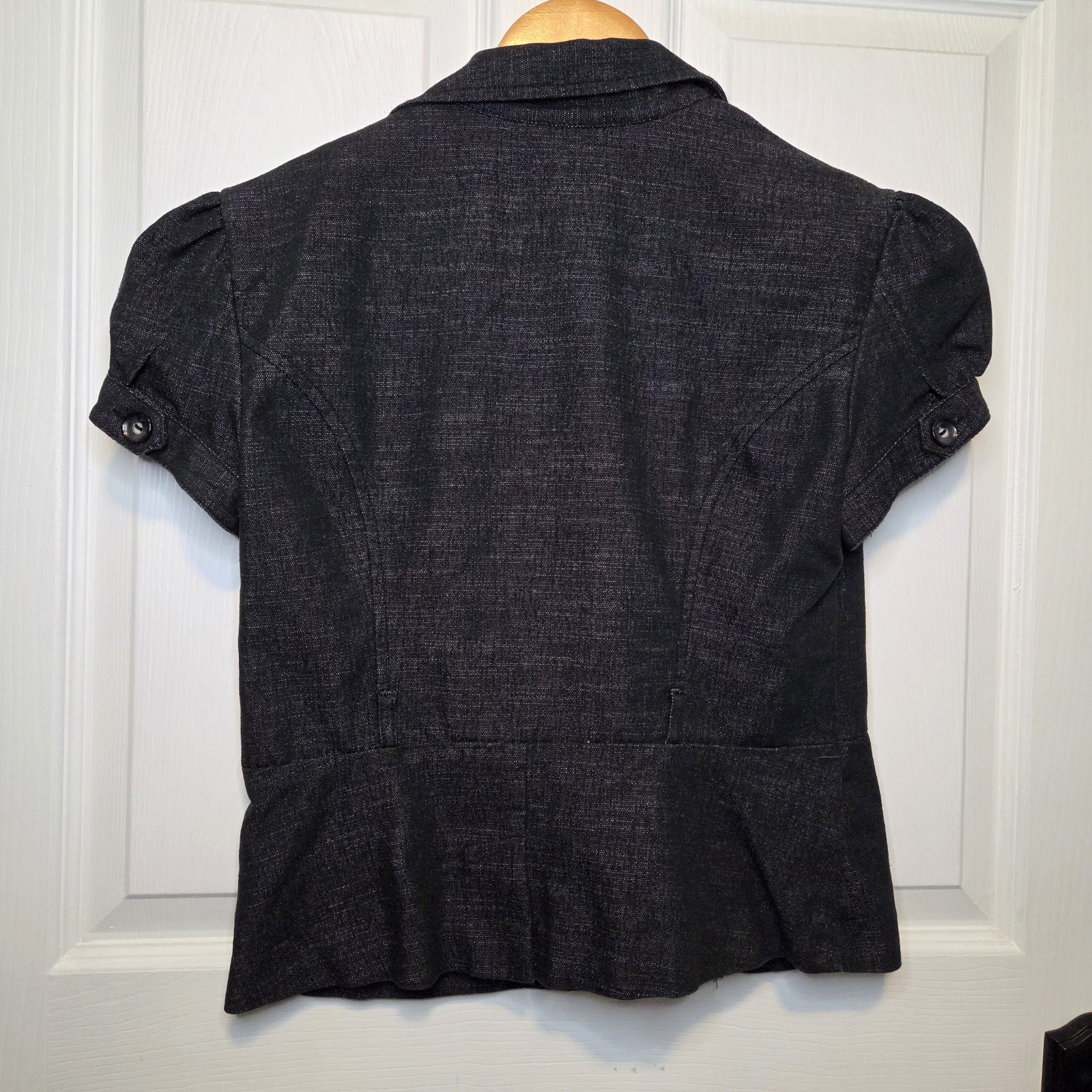 Vtg B Wear Puff Sleeve Blazer Dark Gray Corpcore Y2K L Office Siren City Preppy