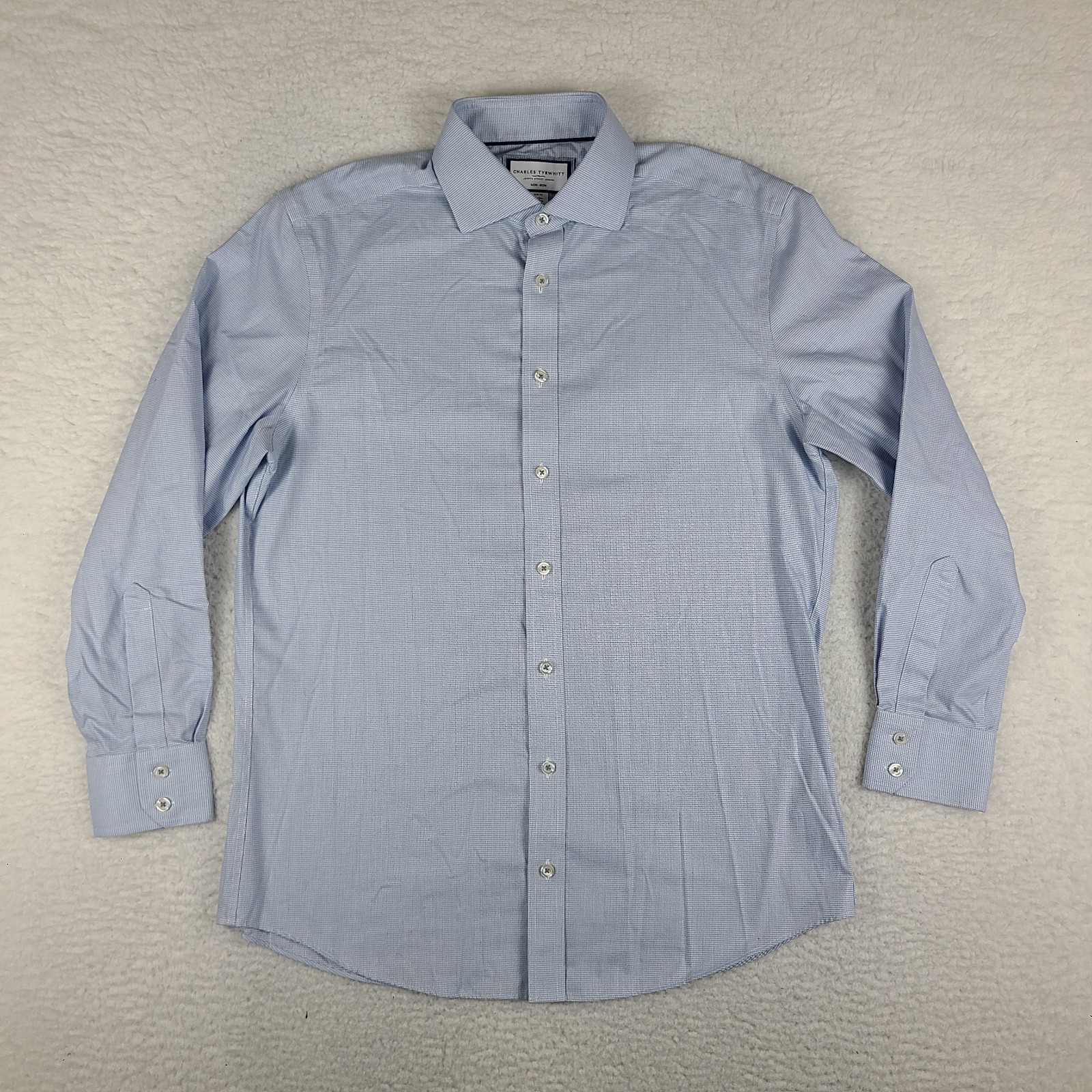 Charles Tywrhitt Dress Shirt Mens 16 – 33 Blue Geometric Non Iron Slim Button Up
