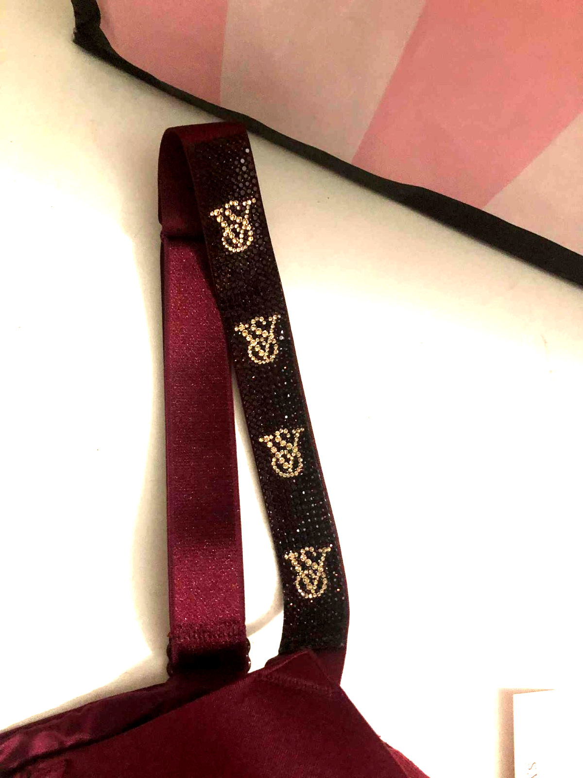 Victoria’s Secret Very Sexy Shine Strap Push Up Bra, Wine Red Monogram VS NWT