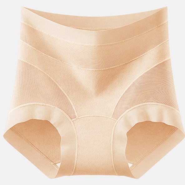 Women Briefs High Waist Cotton Mesh Solid Shaper Tummy Control Underpants 77331