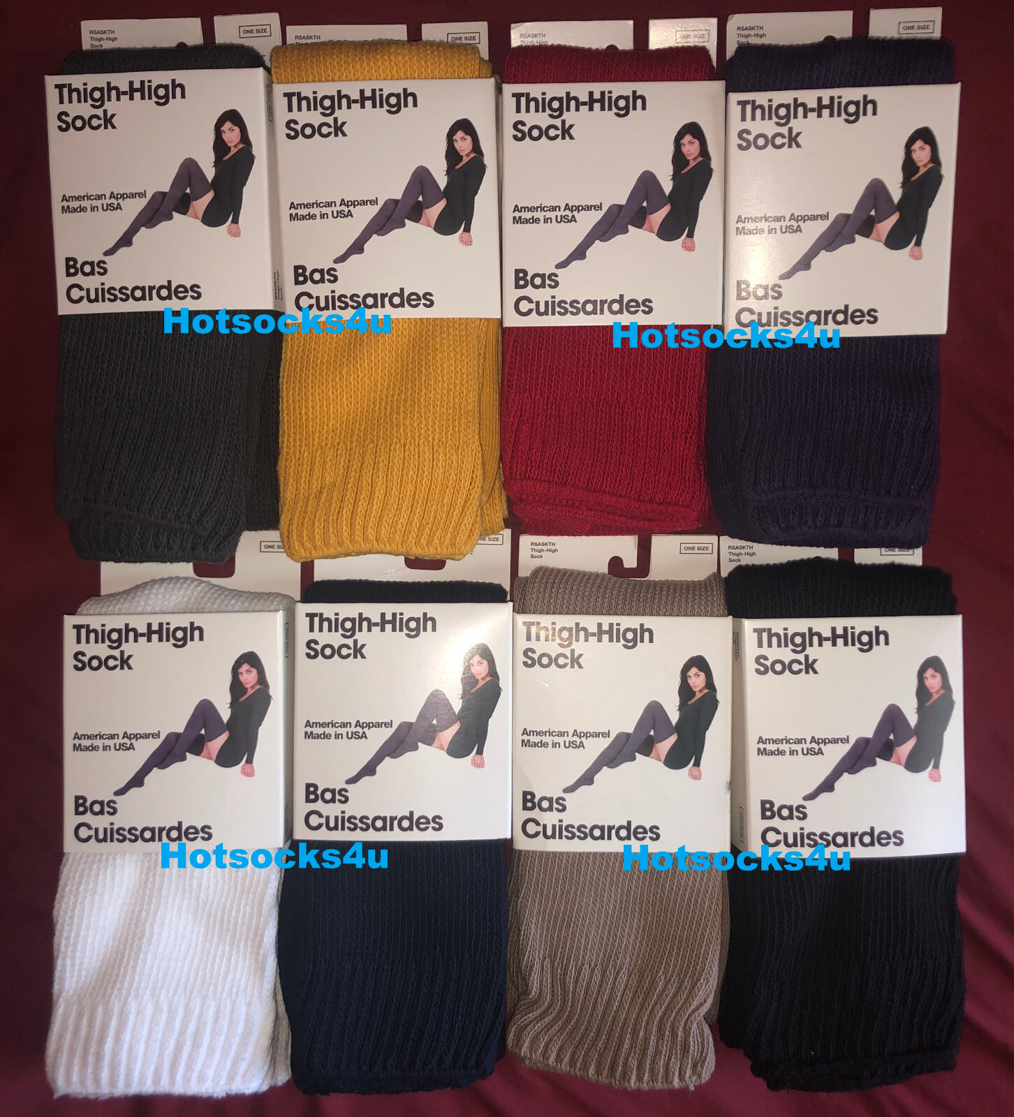 American Apparel Thigh High Socks Black Grey White Over The Knee Long Boot New