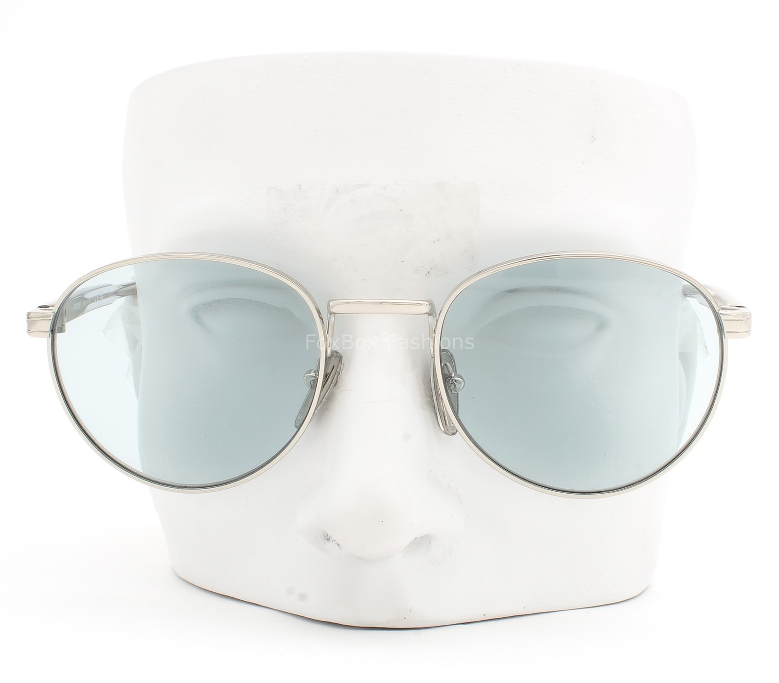 Prada Sunglasses Shiny Acciaio Silver Light Blue Tinted SPR B51 1BC-40N w/case