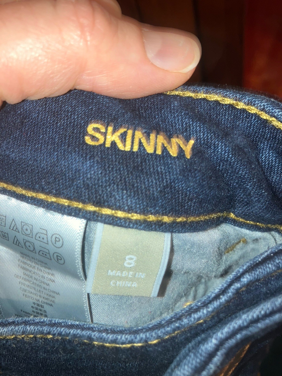 Michael Kors 8 Skinny Navy Jeans With Real Front Gold Zipper/Back Pockets