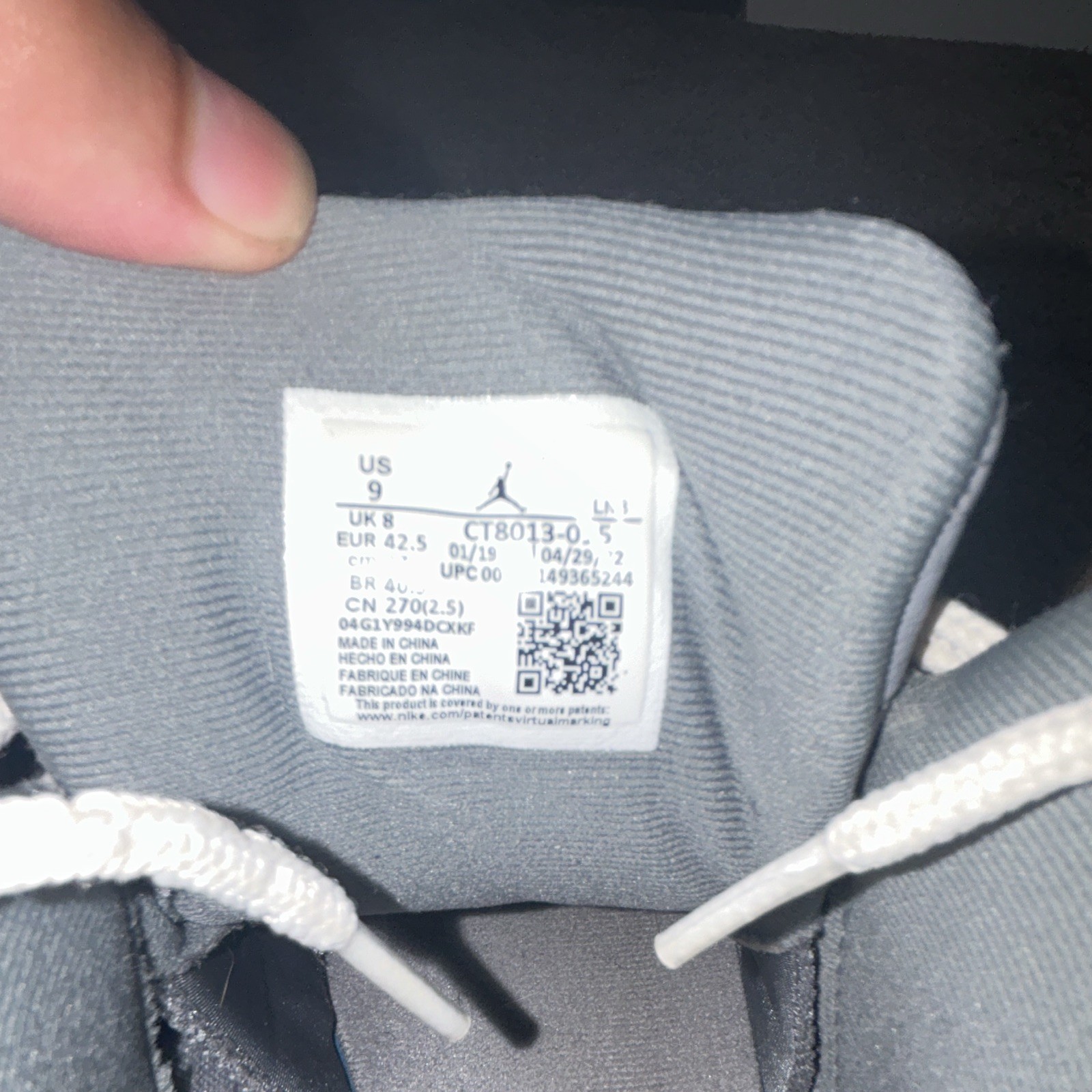 Jordan Air Jordan 12 Retro Stealth Gray/White High Top Sneaker 2022 CT8013-015
