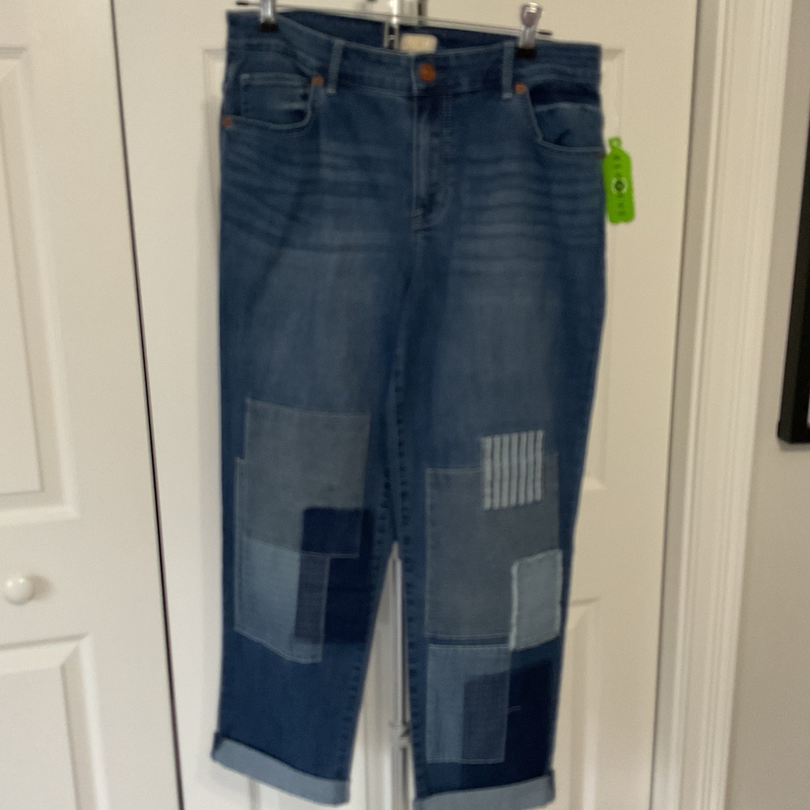 Logo by Lori Goldstein boyfriend Jeans Womens 11 Blue Medium Wash Patchwork