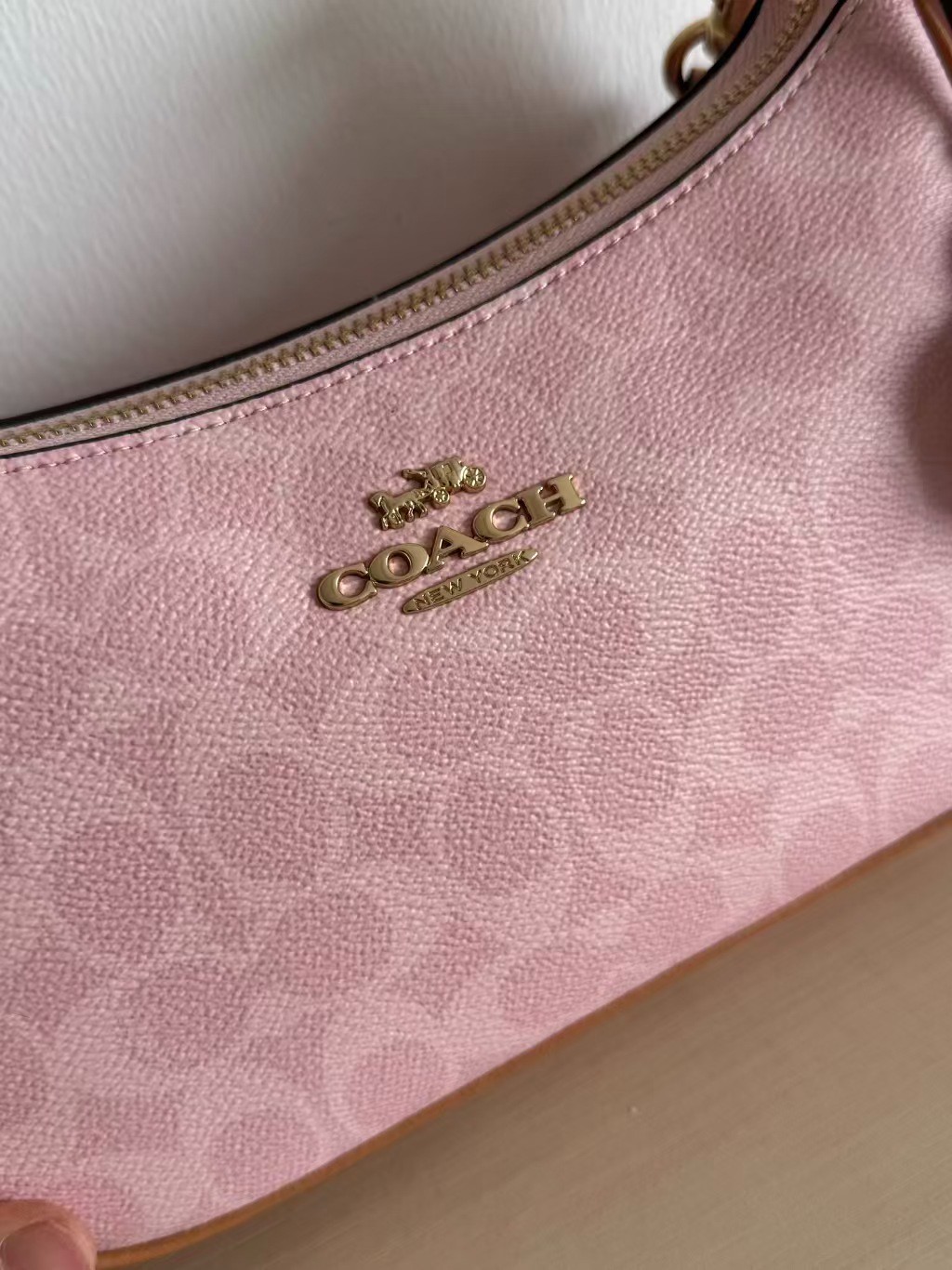 NWT COACH Teri Shoulder Bag CEA20 Signature Canvas Powder Pink Gold Charms