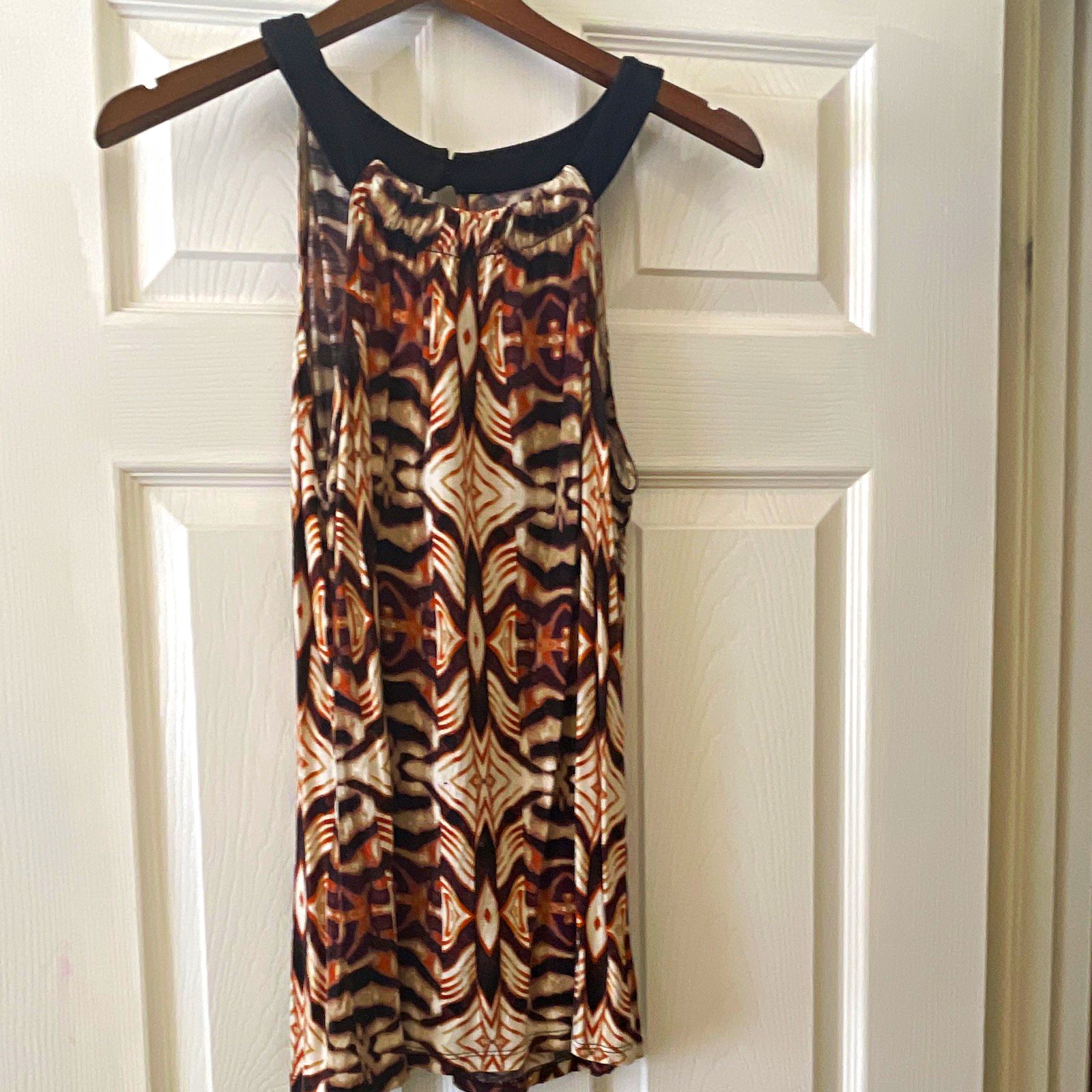 a.n.a Brown/Black Animal Print Shift Dress Scoop Neck Sleeveless Short Sz M/M