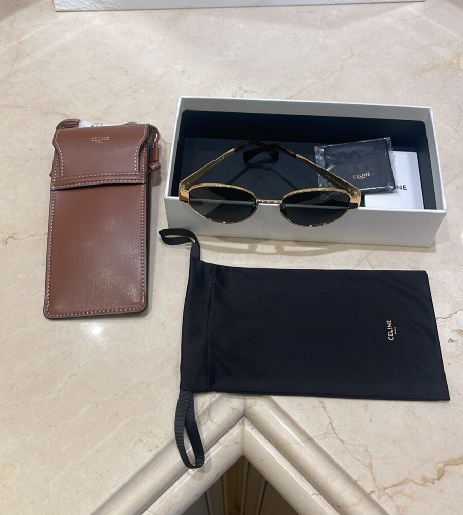 Celine Triomphe Gold Metal Sunglasses- Brand New