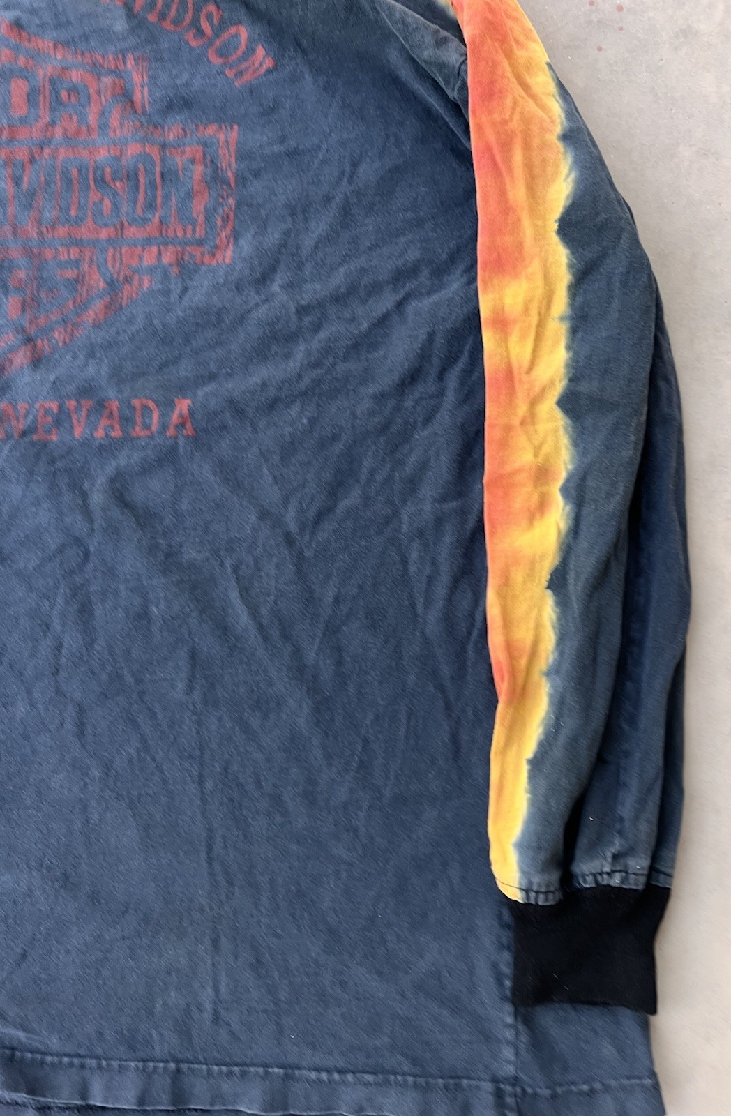 Vintage Harley Davidson Shirt 3XL Long Fire Flames Custom Cuffs DISTRESSED