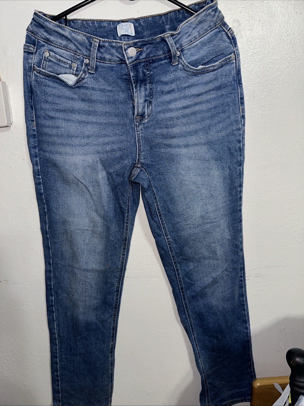Time & True Women’s Blue Bootcut Jeans, Size 10 Reg Stretch Denim Wide Legs