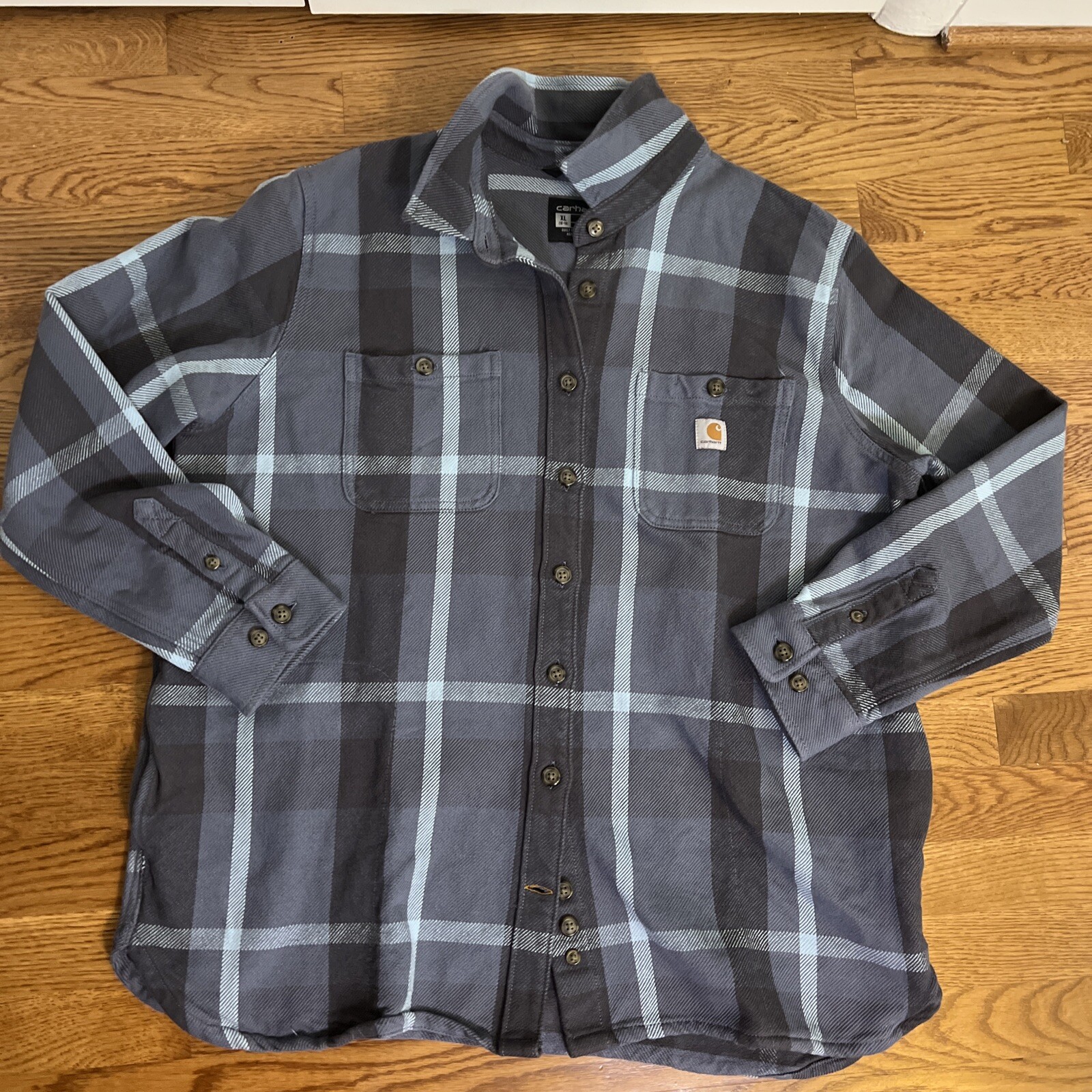 Carhartt Women’s Twill Woven Plaid Shacket Jacket Blue XL 16-18