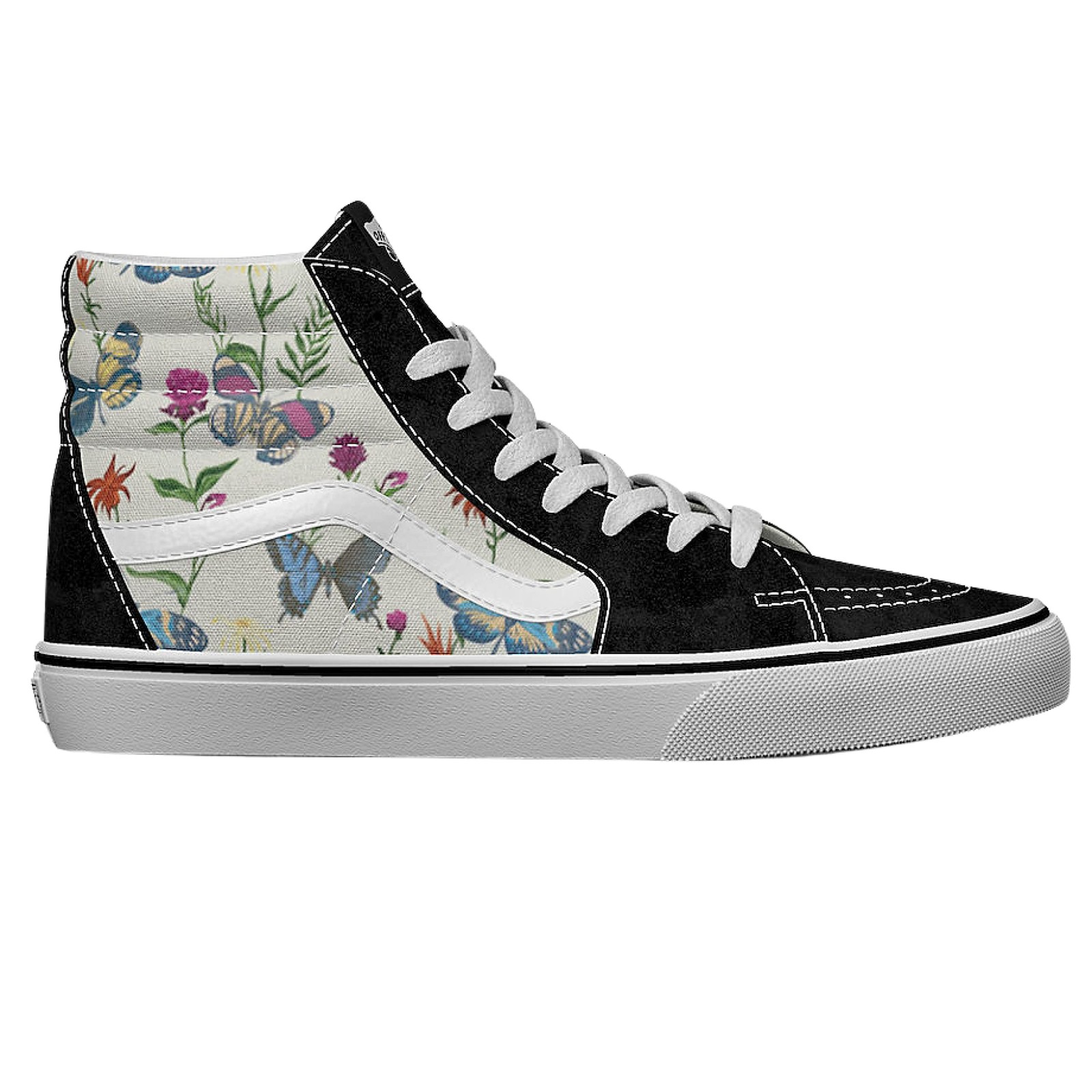 Vans SK8-Hi Top Unisex Butterfly Floral Fashion Sneaker Size Men 8 Women 9.5