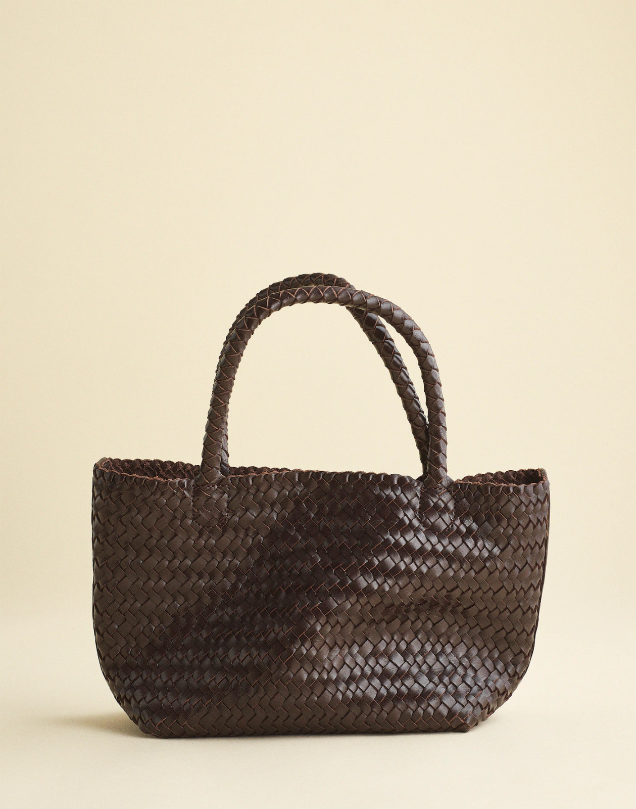 Signature Woven Mini Leather Tote Bag Coffee Bean Women’s Handbag NWT
