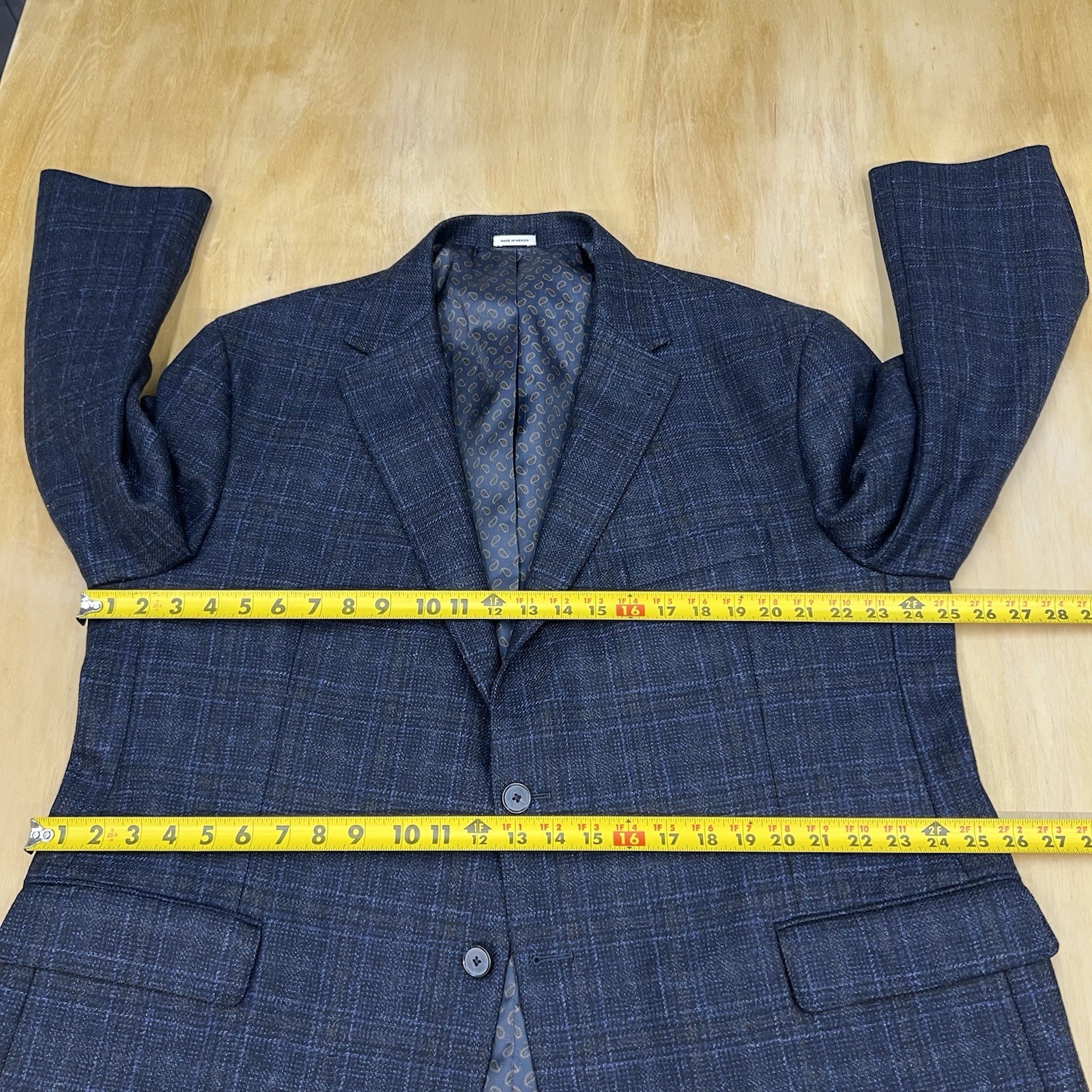 Joseph Abboud Blazer Sport Coat Mens 50S Short Wool Navy/Black/Brown Flannel