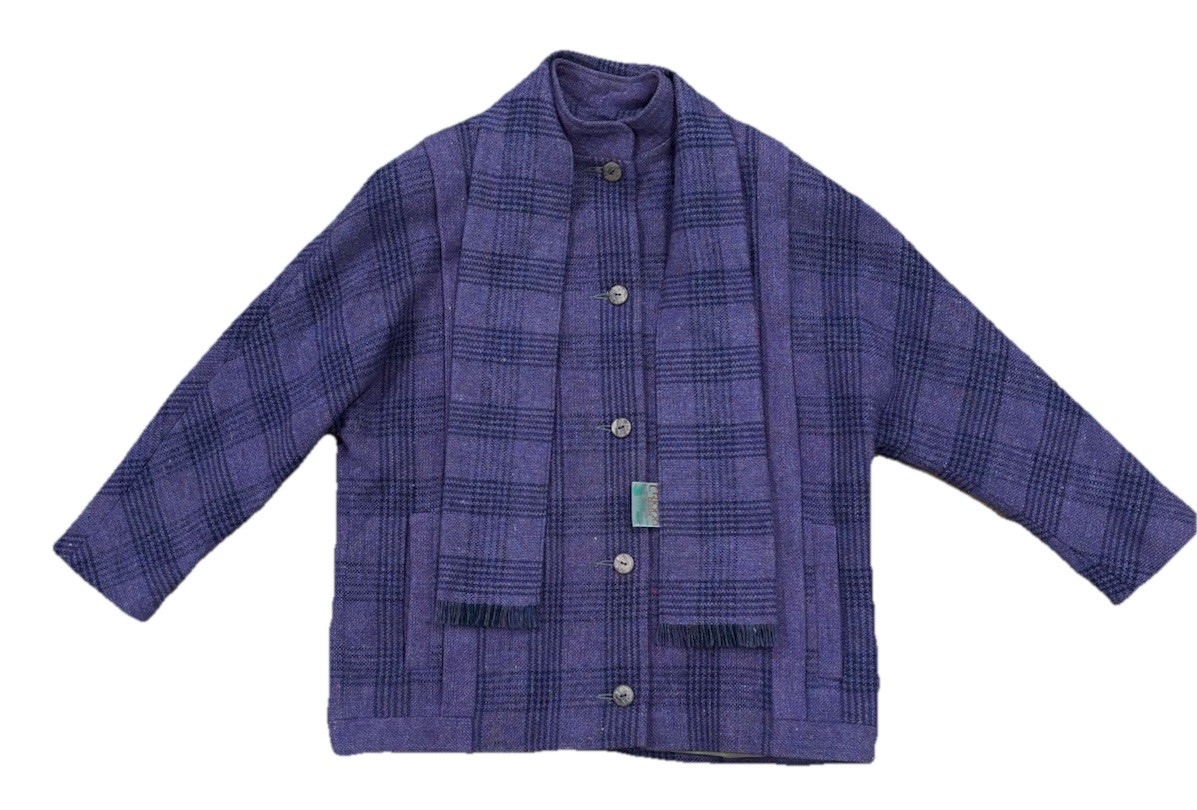 Ireland A Triona Design 100% pure new wool Jacket W/Scarf Purple Plaid Women’s L