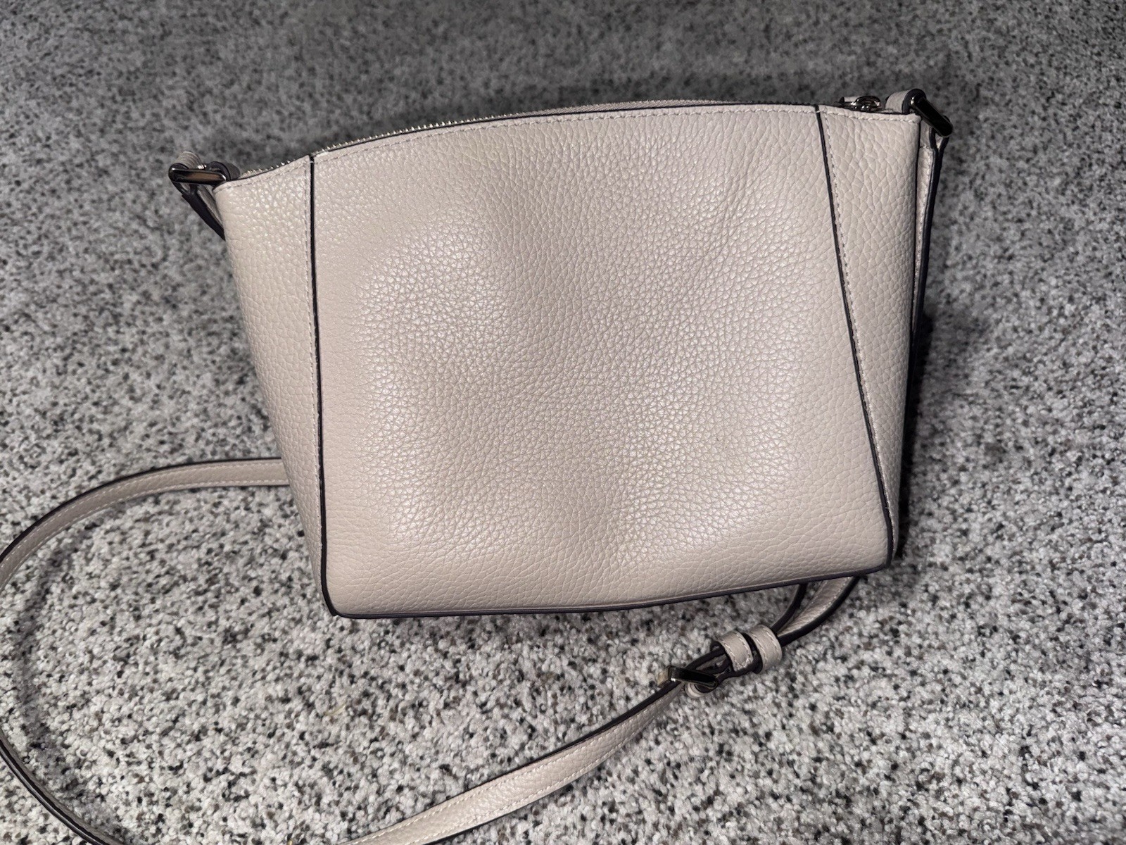 kate spade new york Beige Pebbled Crossbody Bag Zip, Adjustable Strap Gold