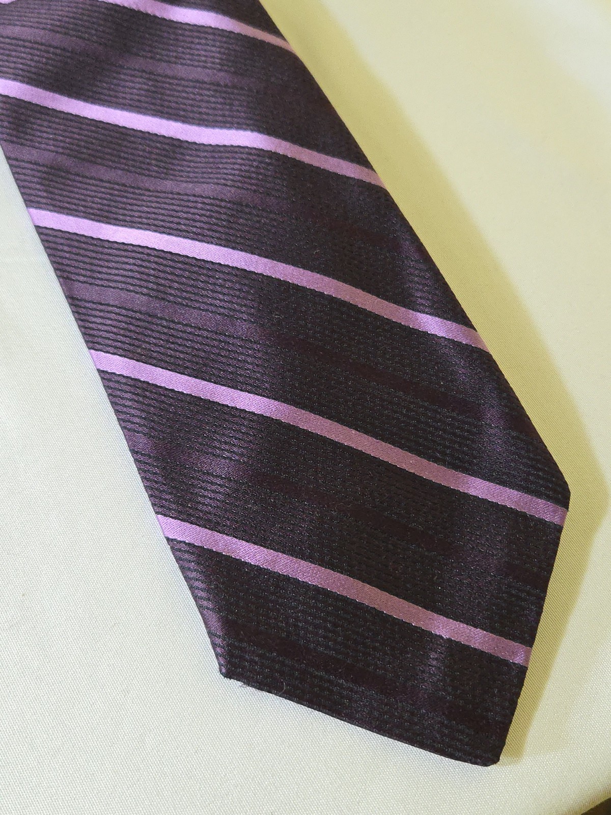Robert Talbott Men’s Purple & Black Woven Striped Pointed Neck Tie
