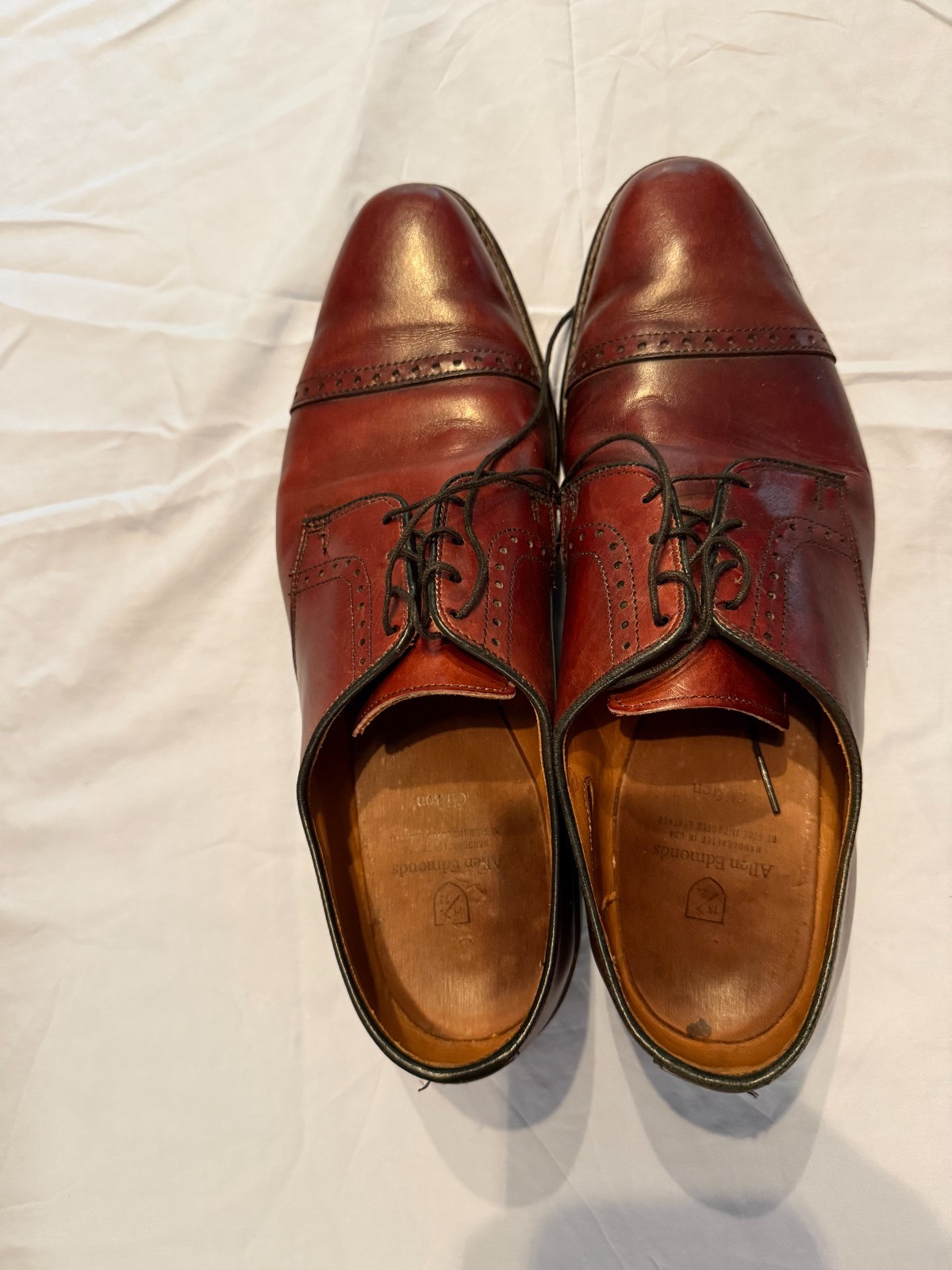 Allen Edmonds Clifton Burgundy Calfskin Cap Toe Oxfords Made In USA Size 12B