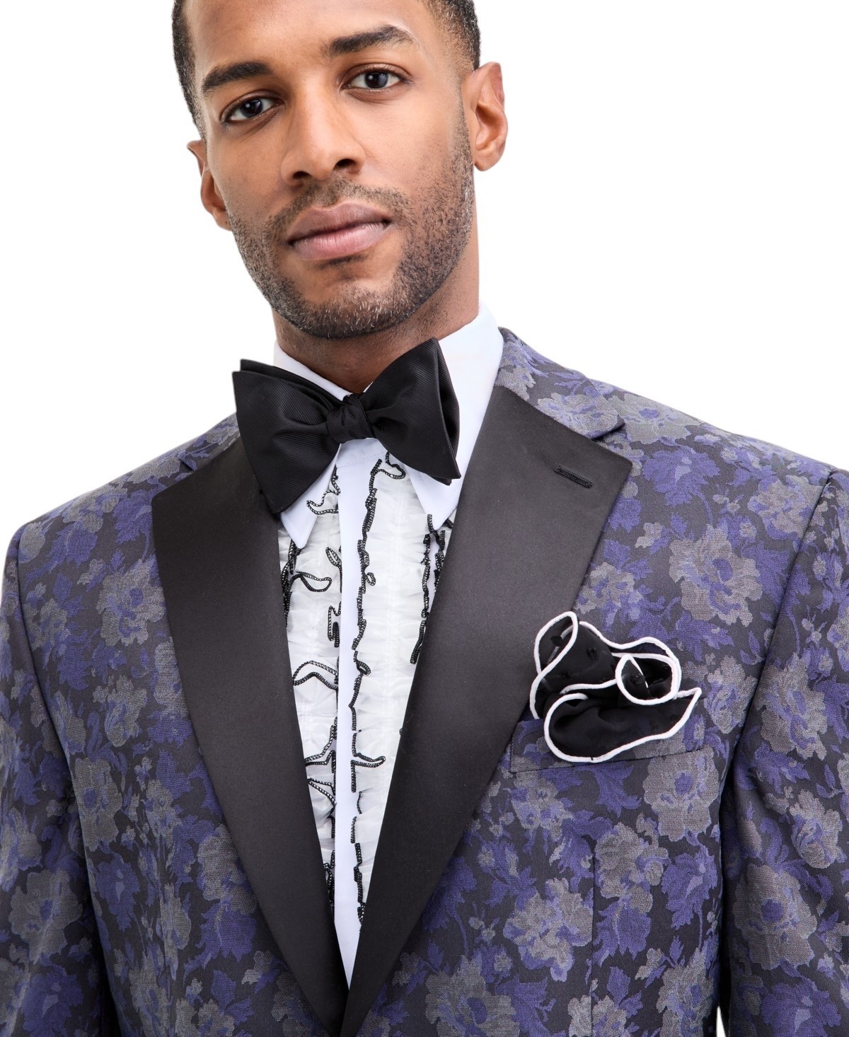 Tayion Collection Men’s Classic-Fit Floral Jacquard Dinner Jacket -Purple -42 R